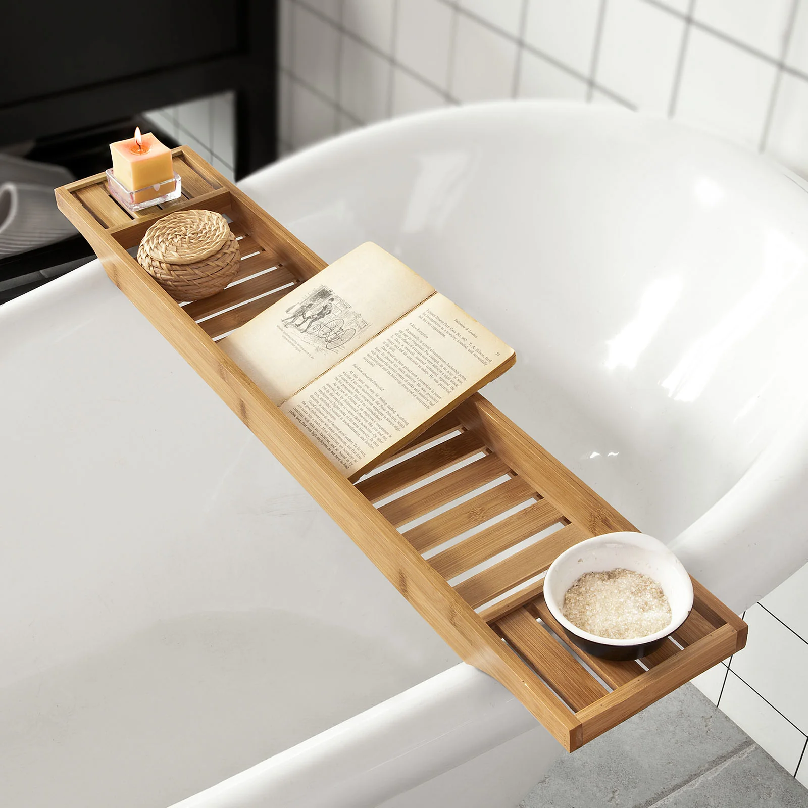 SoBuy FRG212-N Bandeja de Bambú para Bañera L80cm - Image 5
