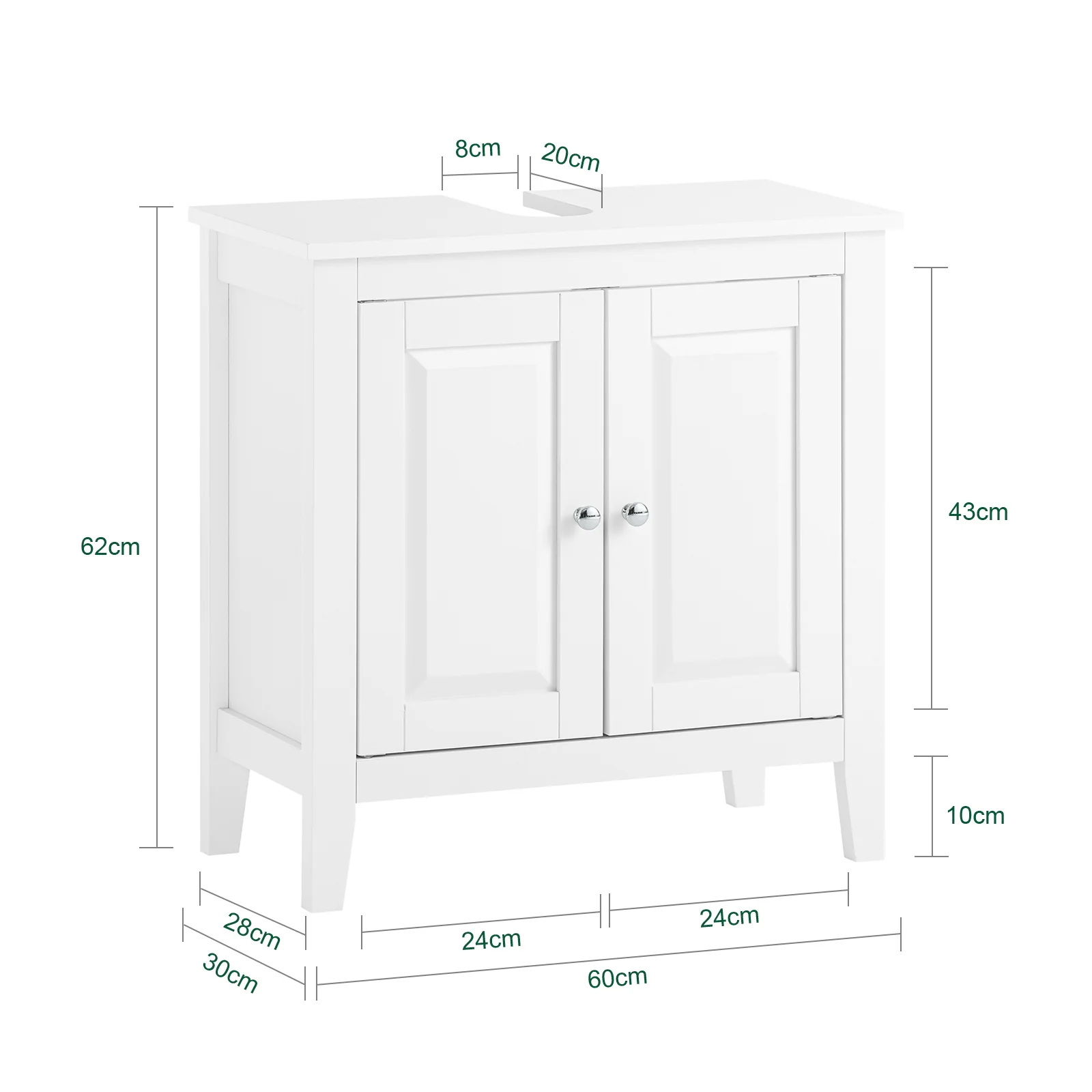 SoBuy FRG202-W Armario para el Debajo del Lavado 2 Puertas Blanco - Image 3