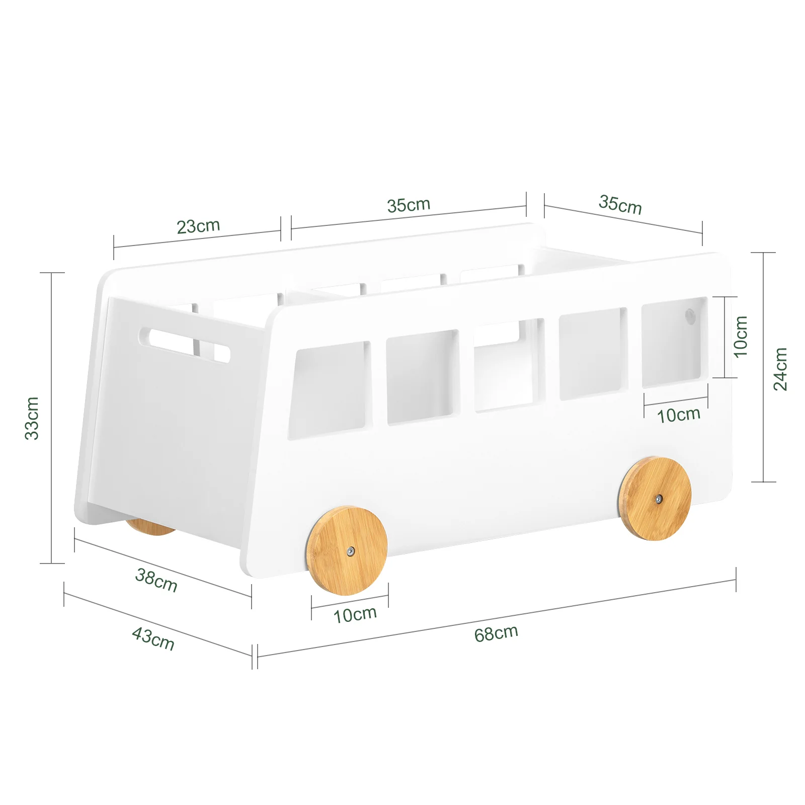 SoBuy KMB41-W Caja Baúl de Almacenamiento para Juguetes con Ruedas Blanco - Image 3