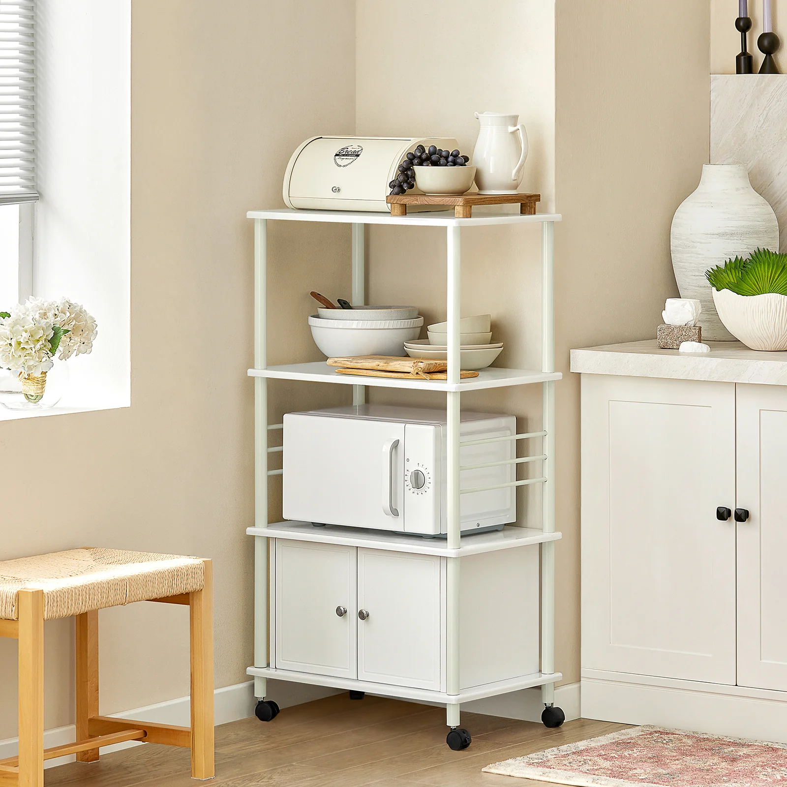 SoBuy FRG12-W Carrito de Cocina con Ruedas con 3 Estantes y 2 Puertas Blanco - Image 4