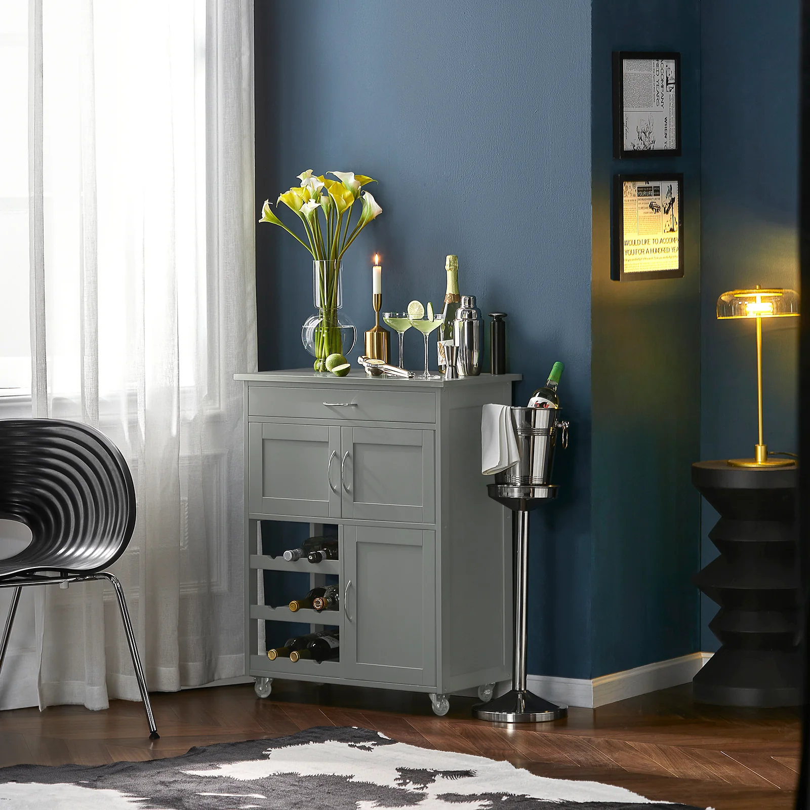 SoBuy FKW45-HG Carrito de Cocina con 3 Puertas y 1 cajón Gris - Image 5