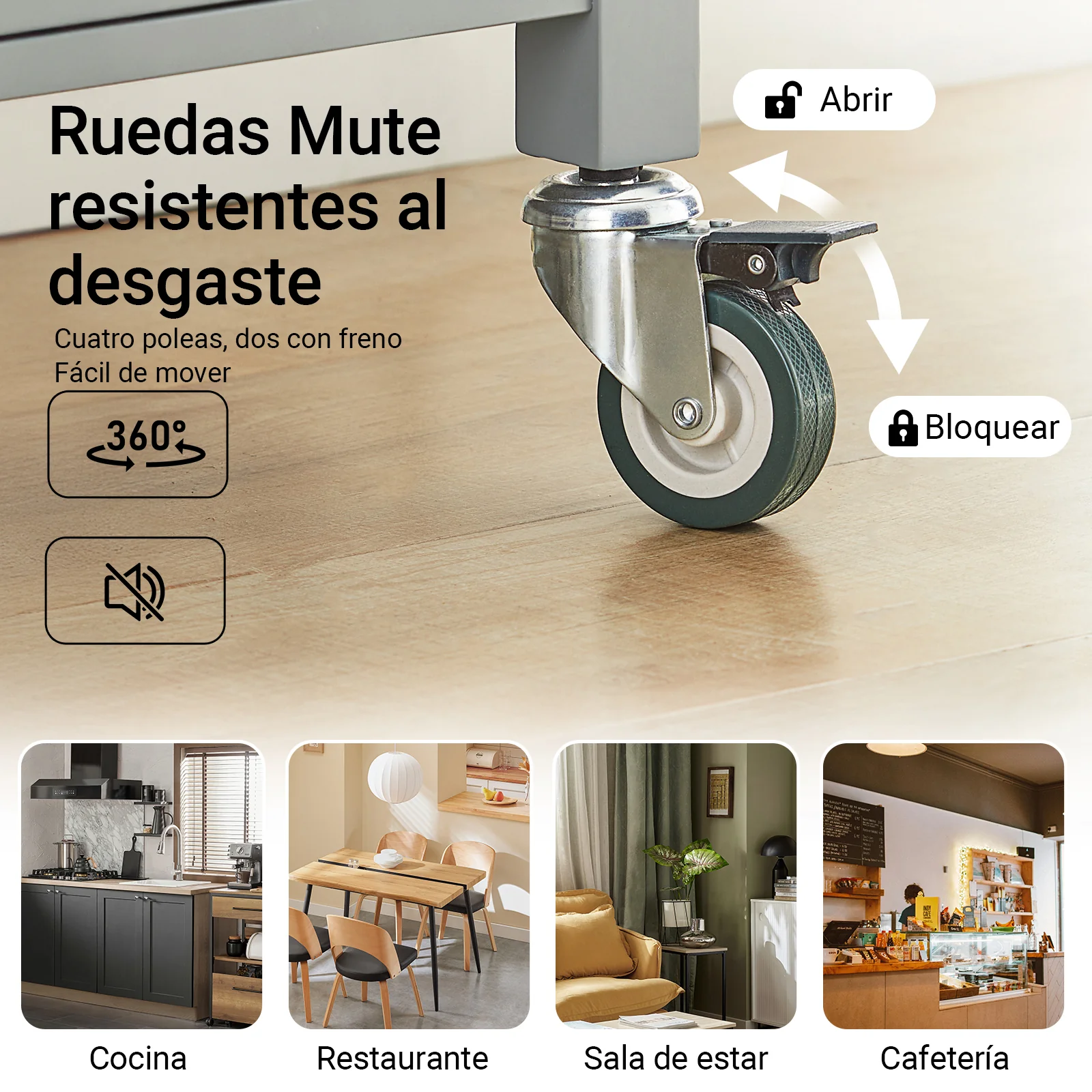 SoBuy FKW22-HG Carrito de Cocina con Tablero de Acero Inoxidable Gris - Image 6