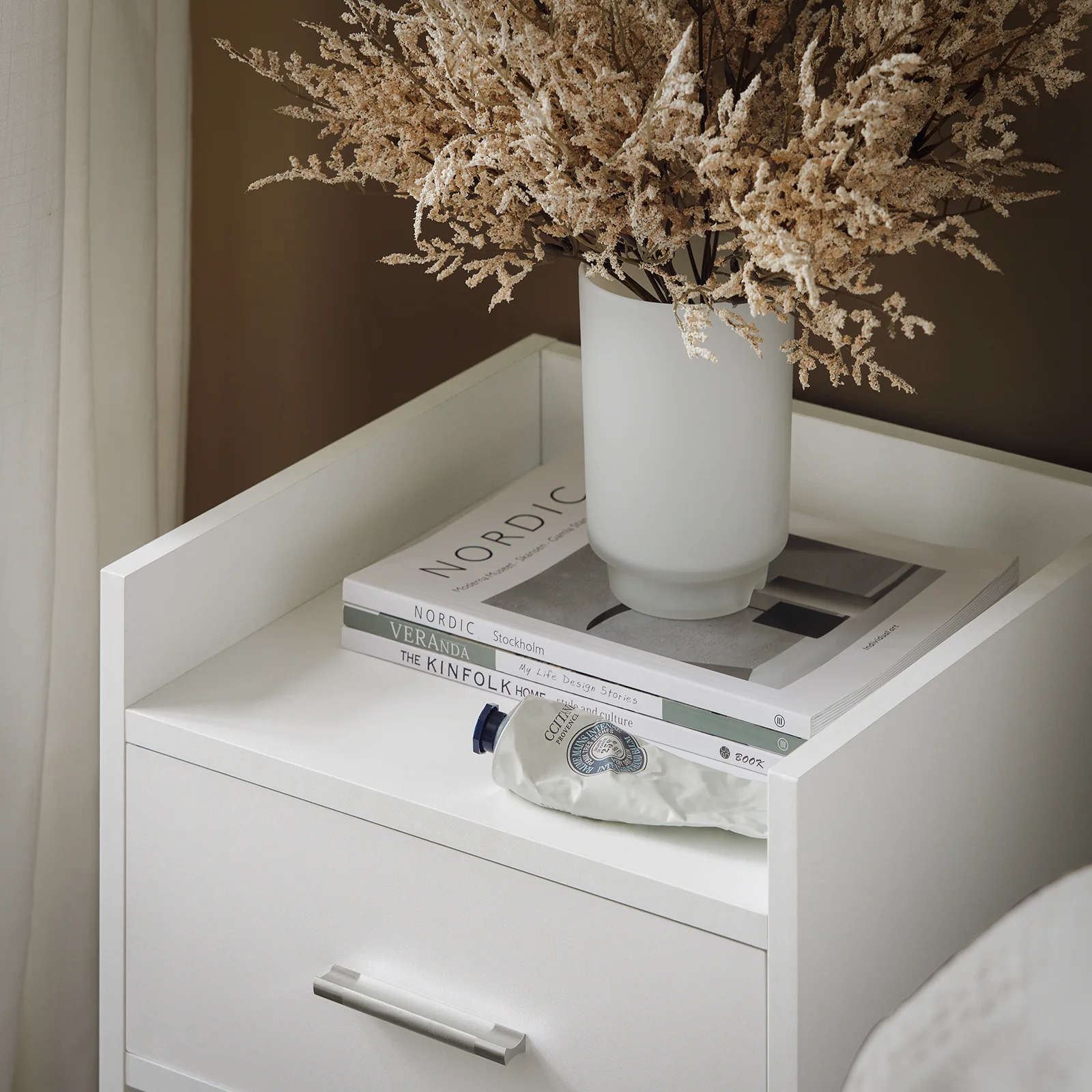 SoBuy FBT66-W Mesita de Noche con 1 cajón y 2 Estantes Blanco - Image 6