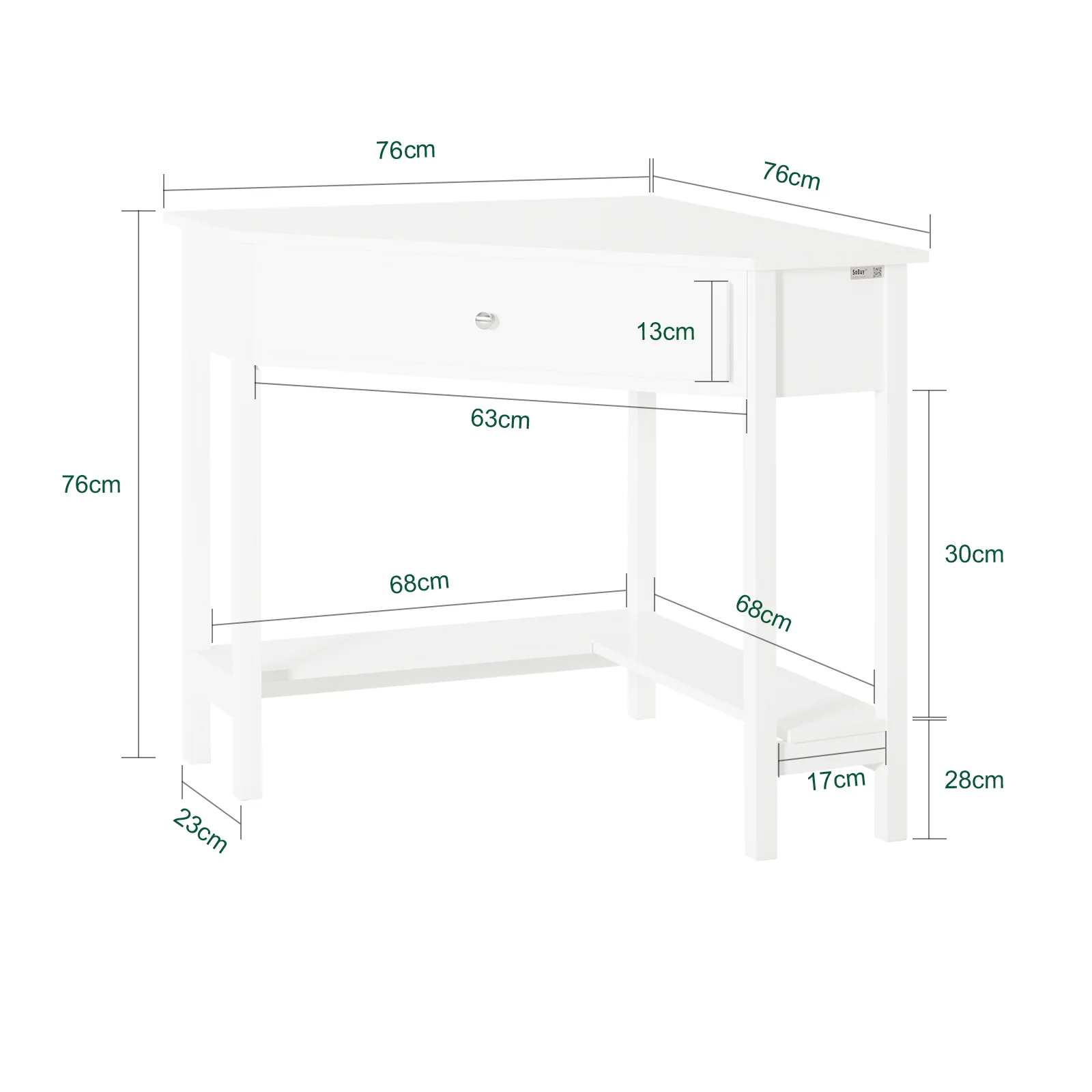 SoBuy FWT31-W Mesa de escritorio Con un cajón - Image 3