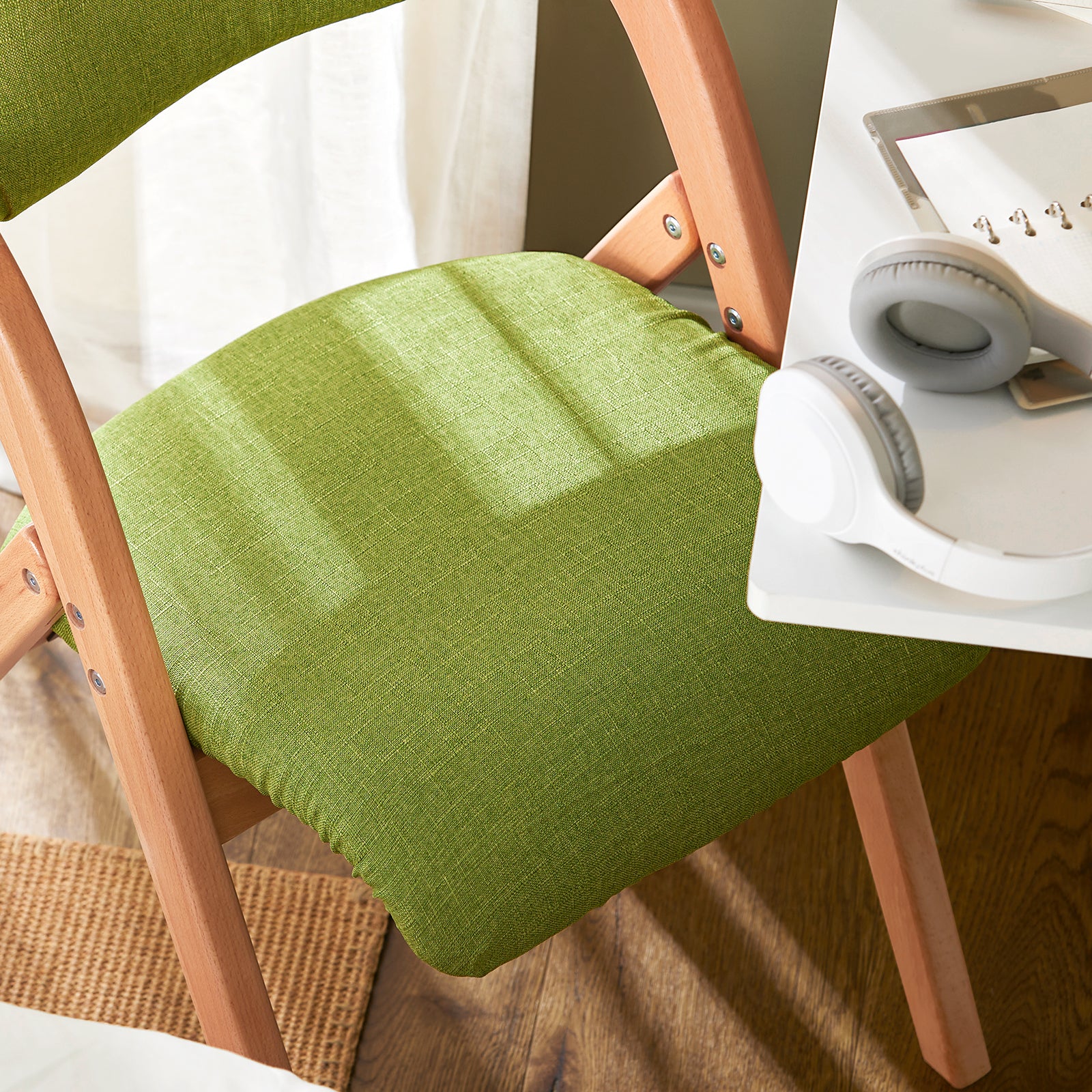 SoBuy FST92-GRx2 Lote de 2 Sillas Plegables de Madera con Asiento y Respaldo Verde - Image 7
