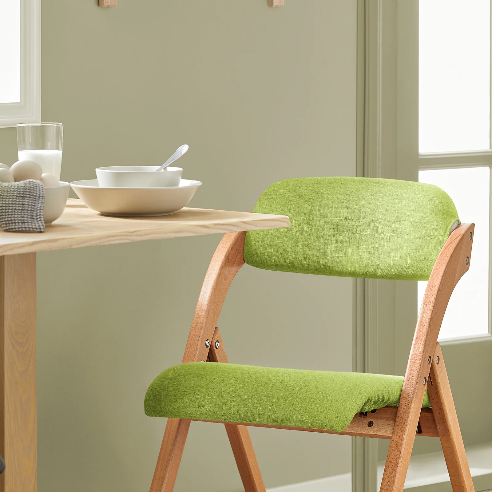 SoBuy FST92-GRx2 Lote de 2 Sillas Plegables de Madera con Asiento y Respaldo Verde - Image 8