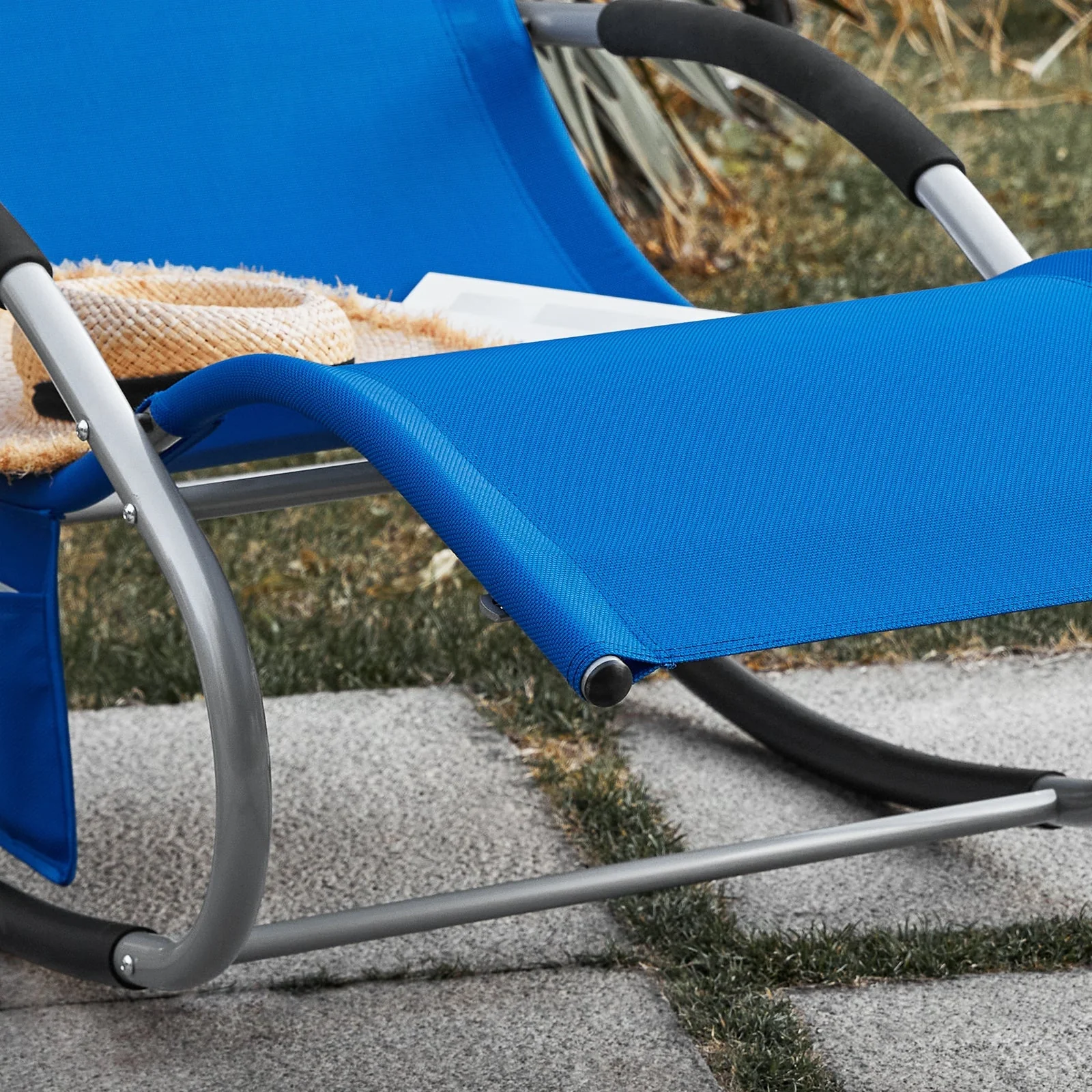 SoBuy OGS28-KBx2 Tumbonax2 Mecedora con Almohada y Bolsillo Color Azul Real - Image 8