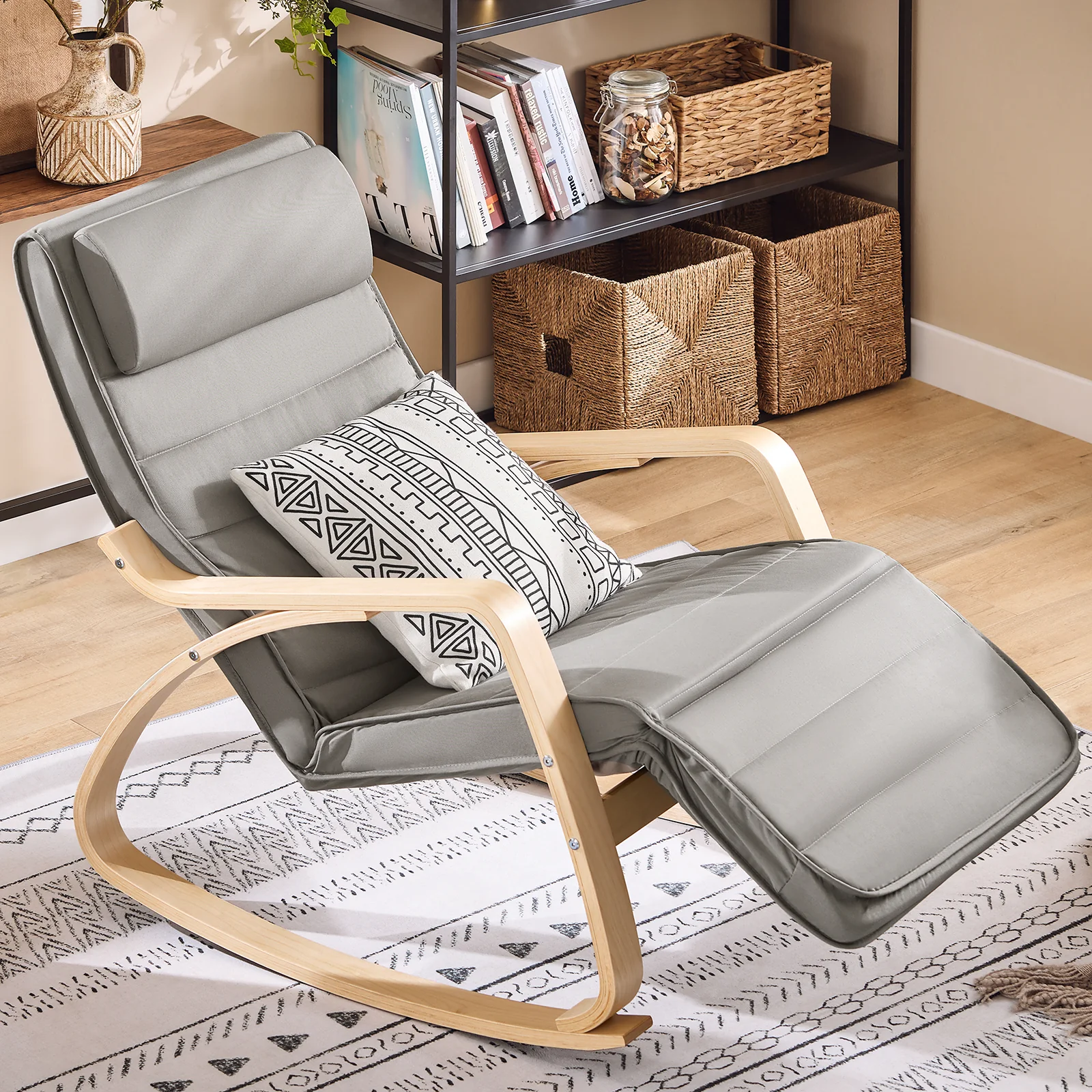 SoBuy FST16-DG Sillón Mecedora Tumbona con Reposapios Ajustable Gris - Image 3