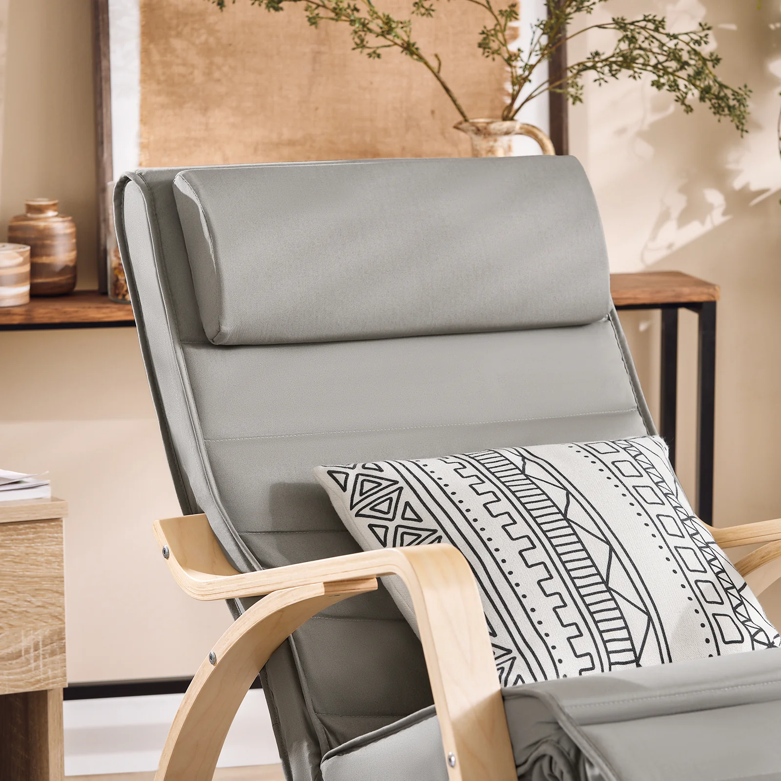 SoBuy FST16-DG Sillón Mecedora Tumbona con Reposapios Ajustable Gris - Image 5