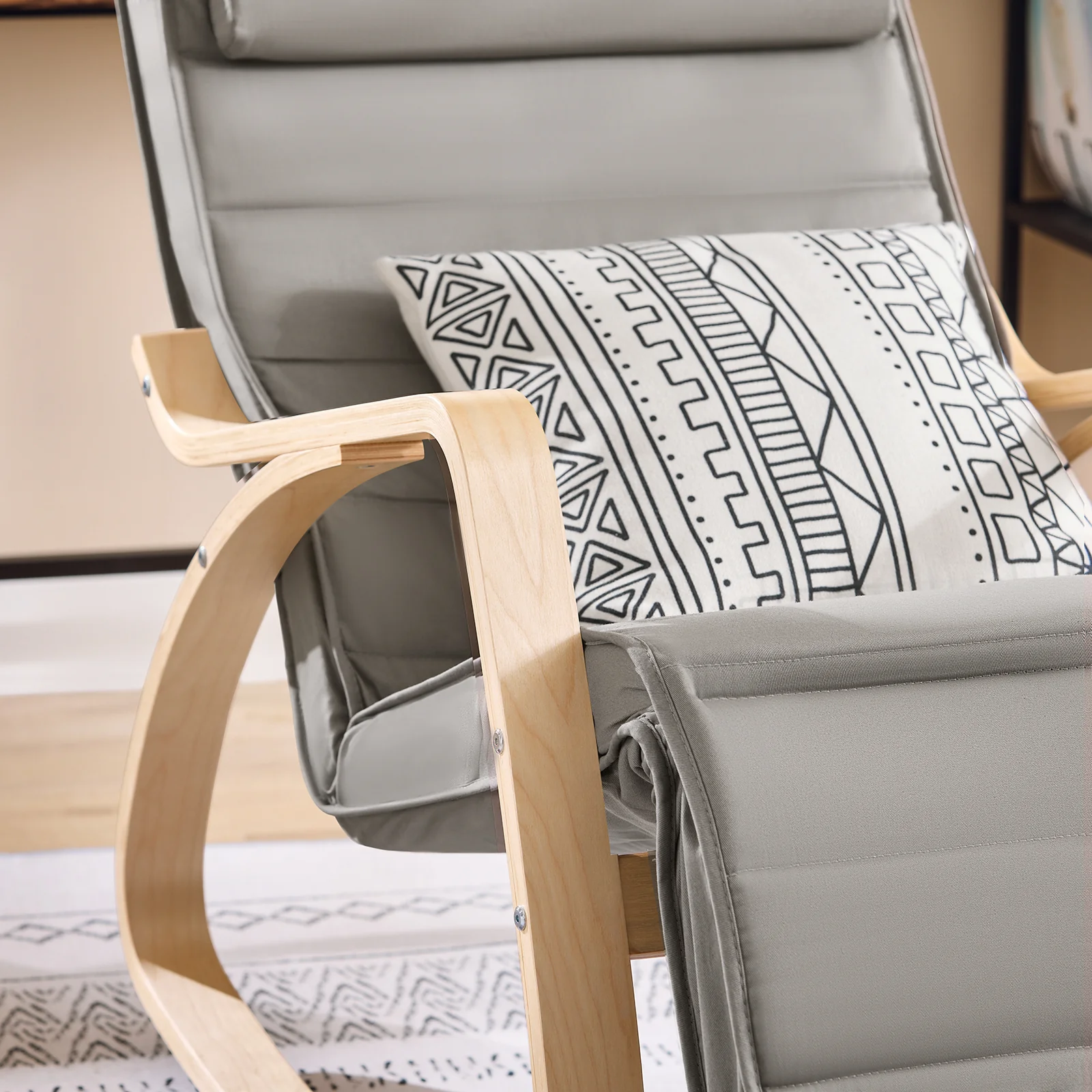 SoBuy FST16-DG Sillón Mecedora Tumbona con Reposapios Ajustable Gris - Image 8
