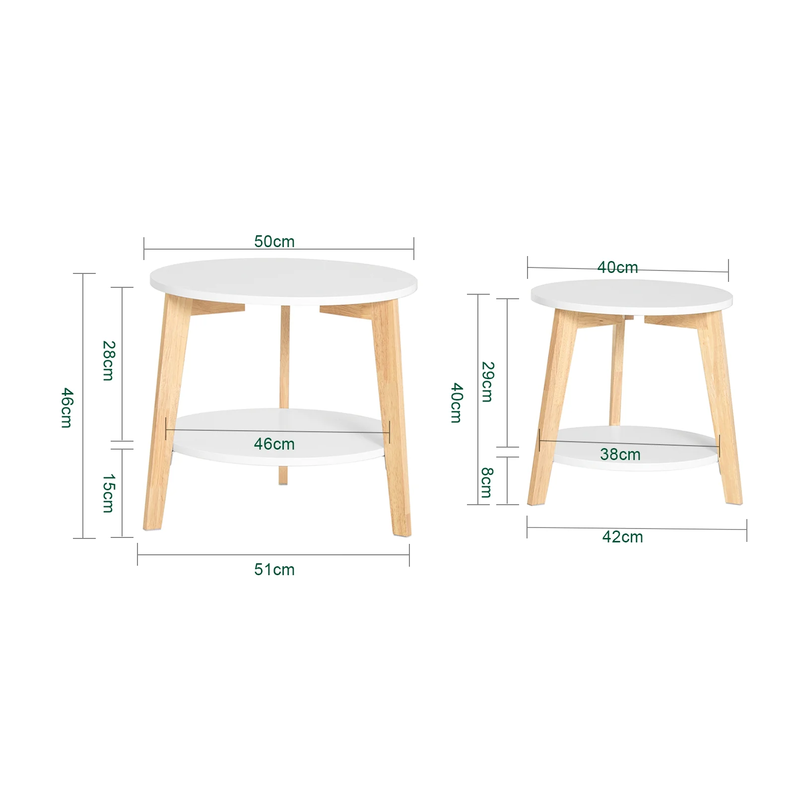 SoBuy FBT75-W Set 2 Mesitas de café Mesa auxiliar Mesa de centro Blanco - Image 3