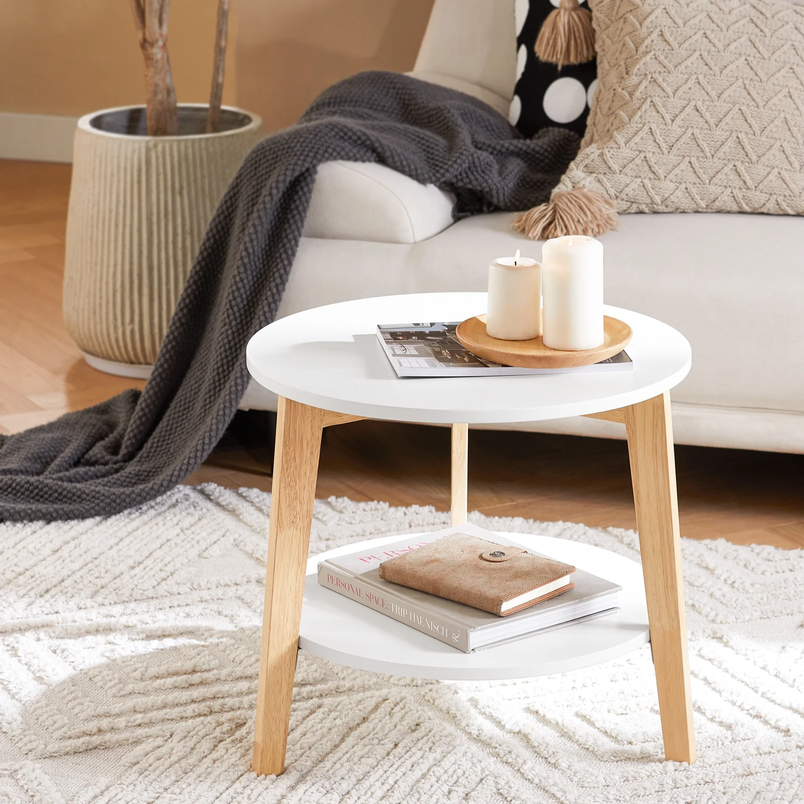SoBuy FBT75-W Set 2 Mesitas de café Mesa auxiliar Mesa de centro Blanco - Image 9