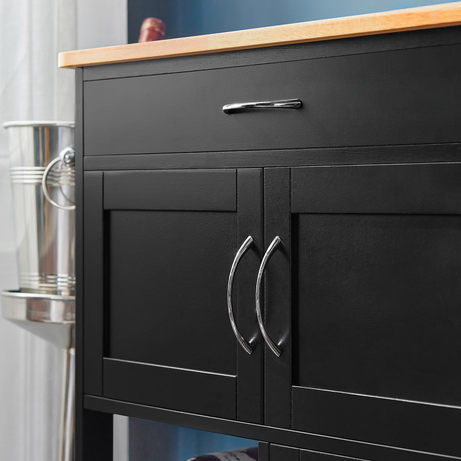 SoBuy FKW45-SCH Carrito de Cocina con 3 Puertas y 1 cajón Negro - Image 7