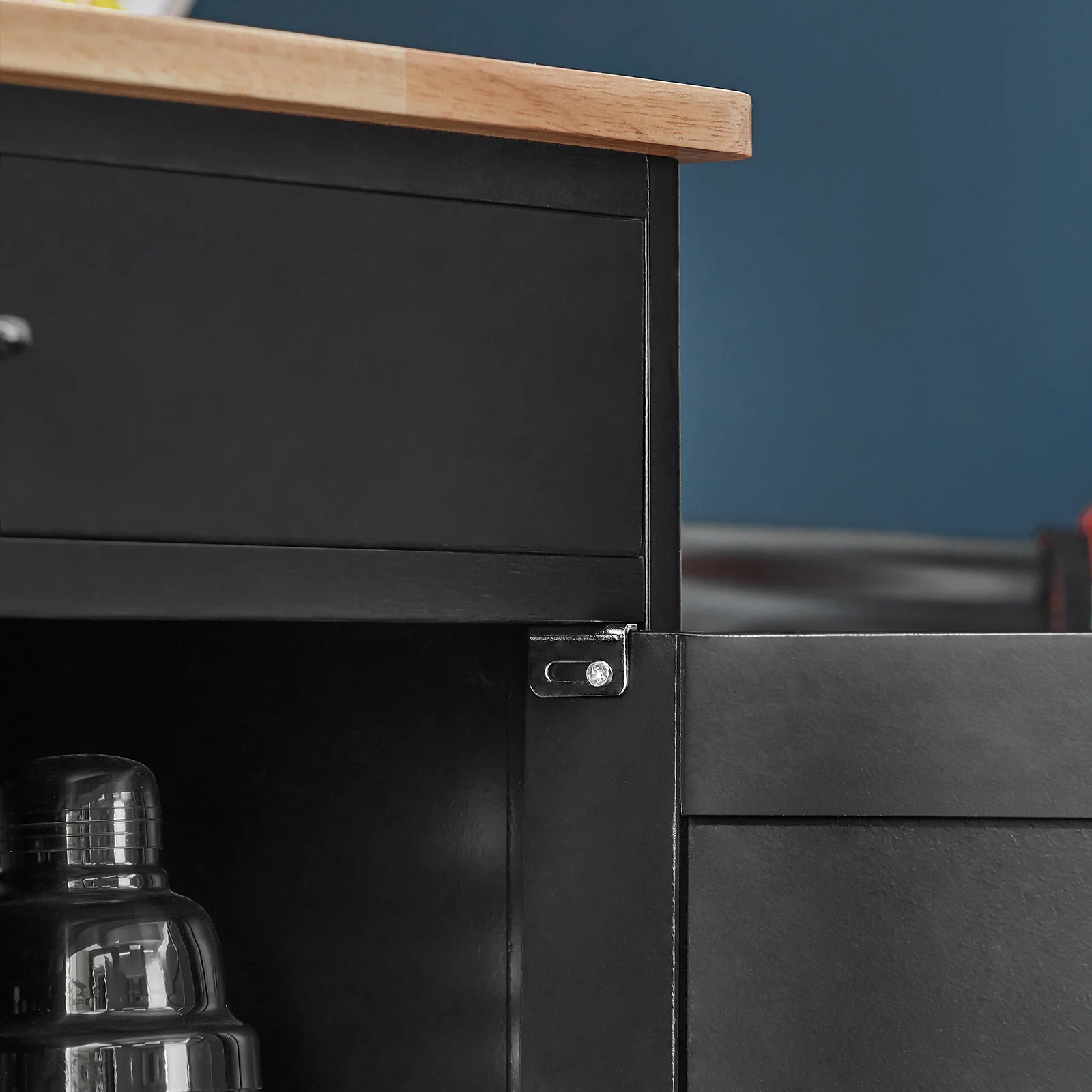 SoBuy FKW45-SCH Carrito de Cocina con 3 Puertas y 1 cajón Negro - Image 8
