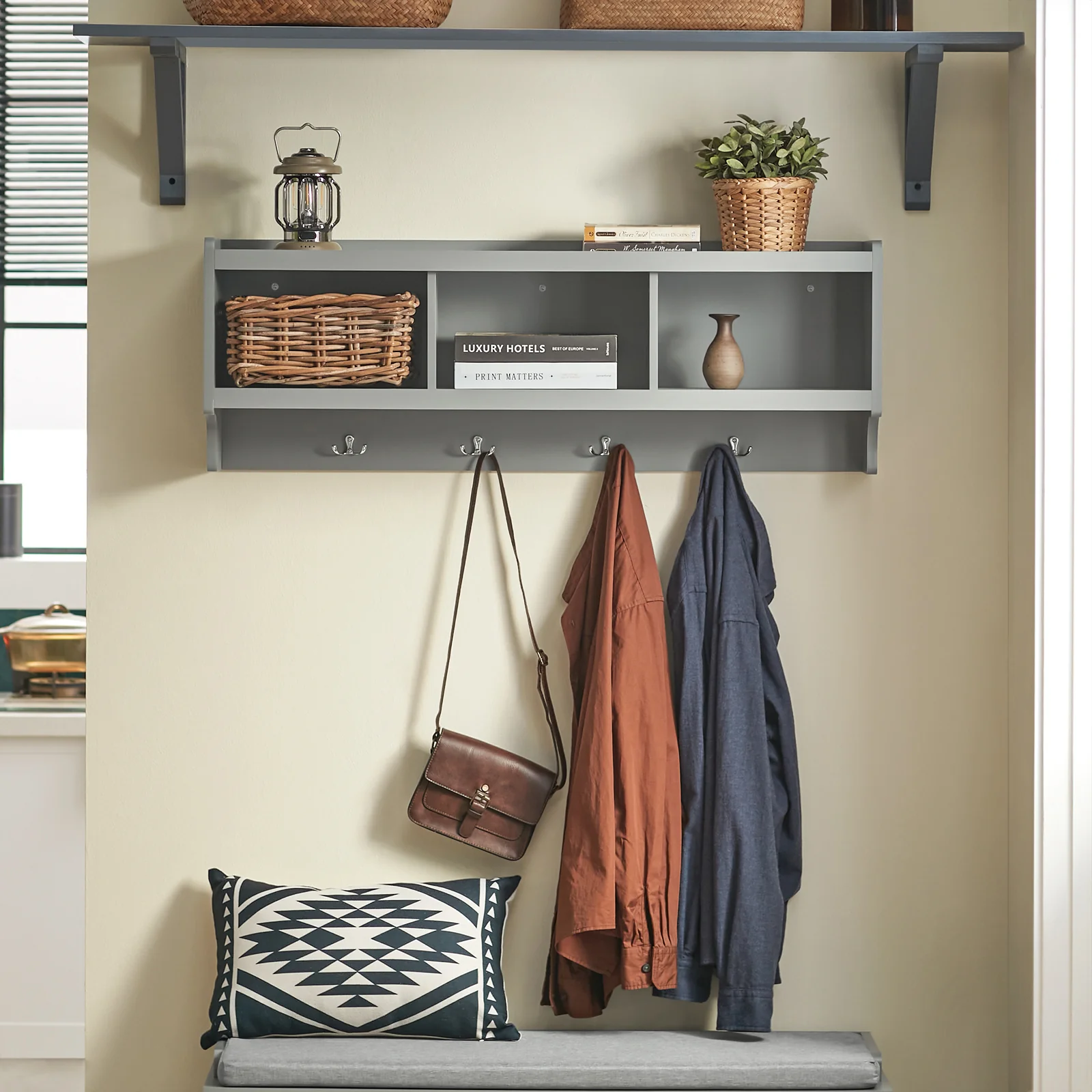 SoBuy FHK28-HG Perchero de Pared con 4 Ganchos y 3 cajones - Image 2