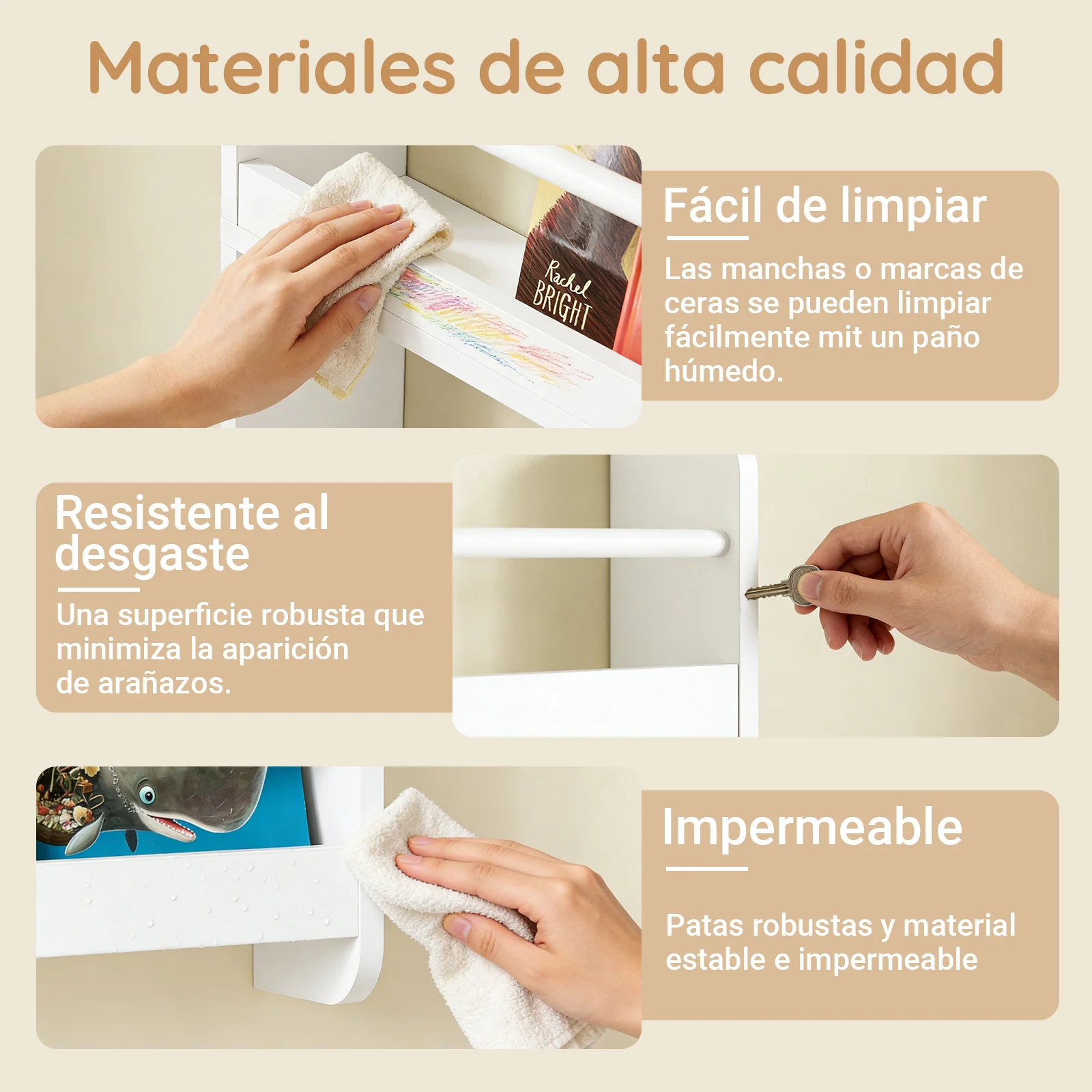 SoBuy KMB08-II-W Librería infantil de pared con 4 estantes L80cm - Image 7