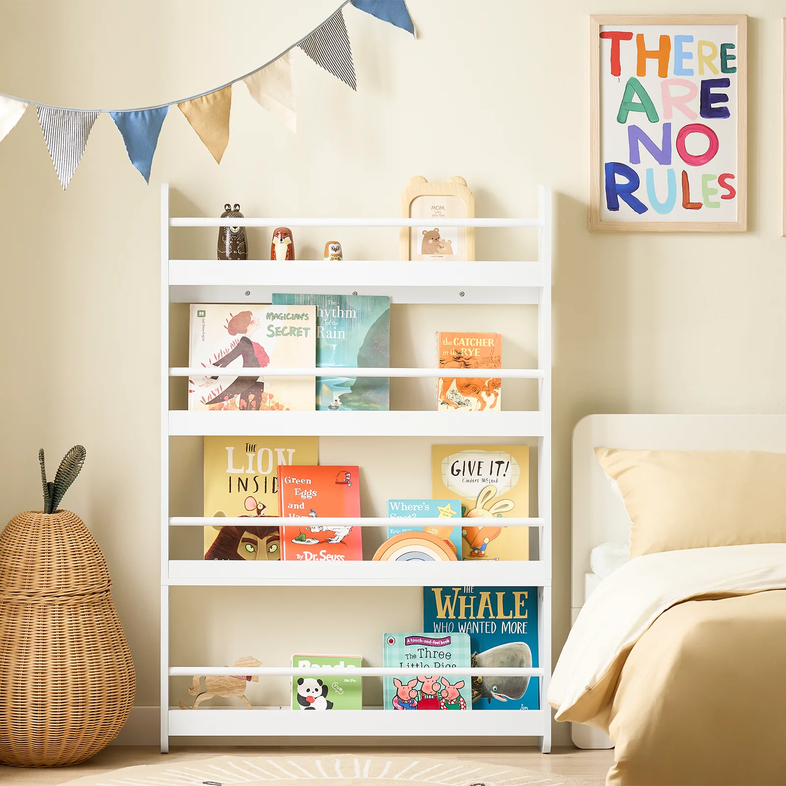 SoBuy KMB08-II-W Librería infantil de pared con 4 estantes L80cm - Image 9