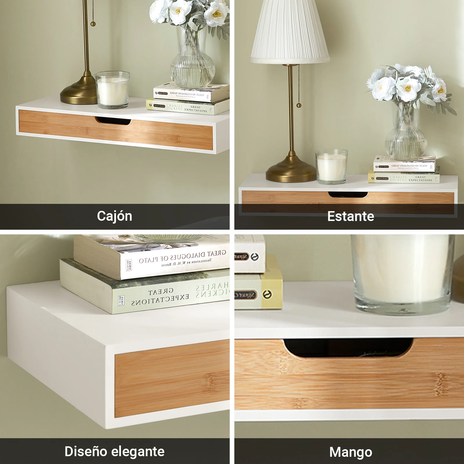 SoBuy FRG93-WN Estante de pared con cajón L60cm - Image 4