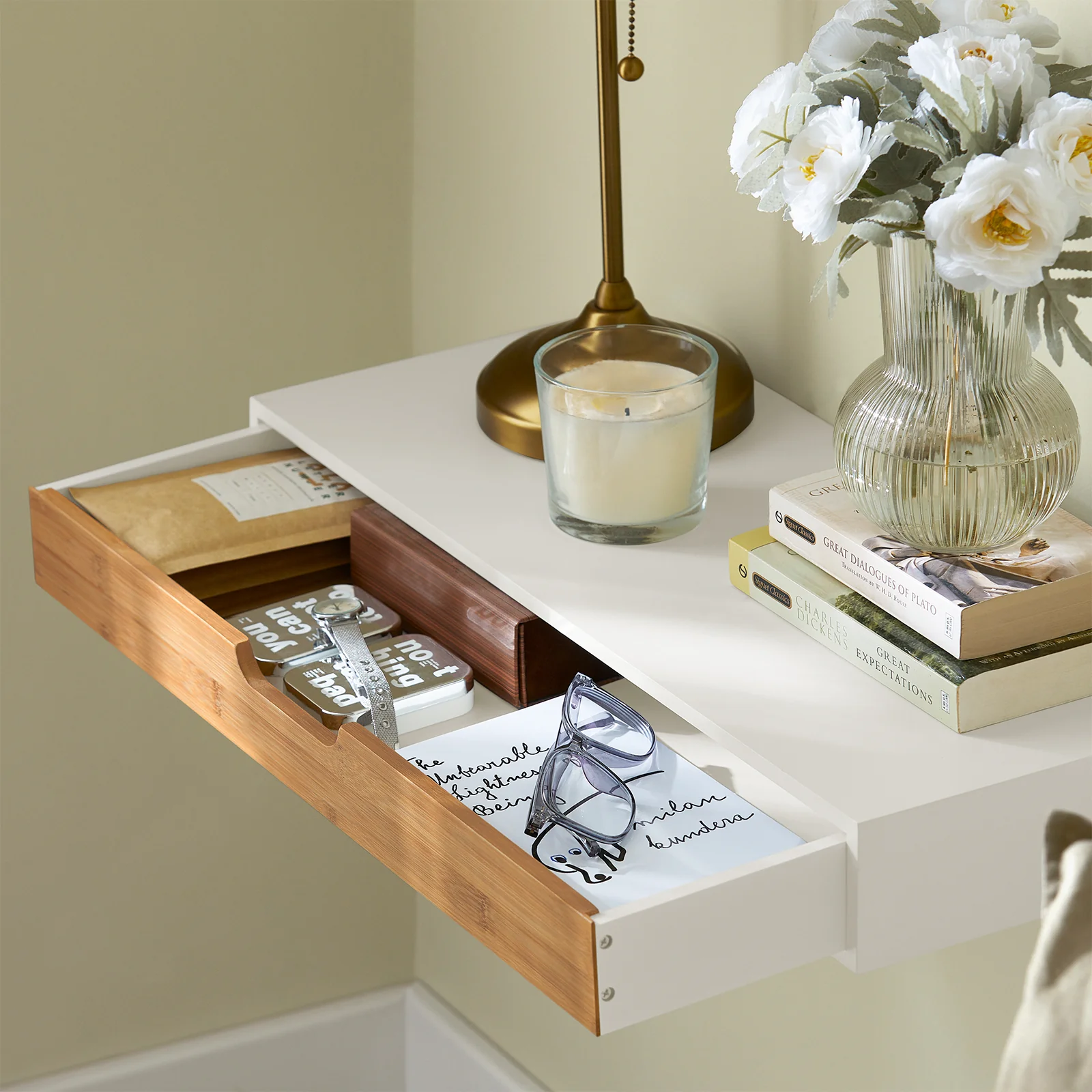 SoBuy FRG93-WN Estante de pared con cajón L60cm - Image 5