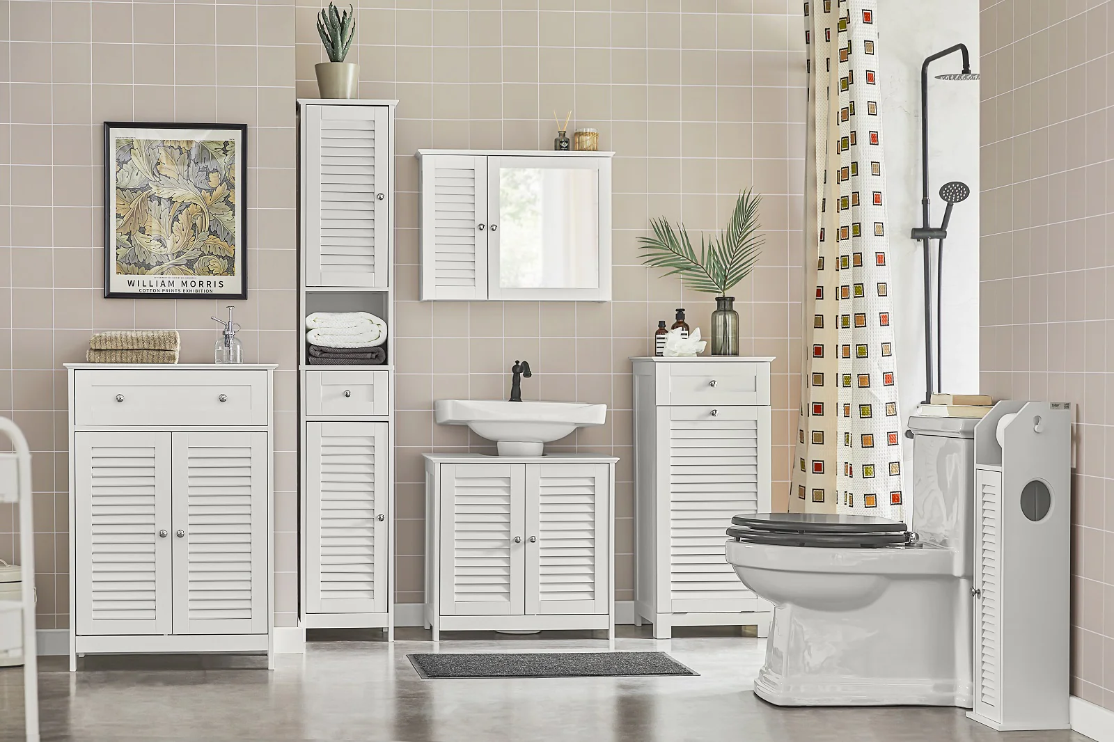 SoBuy FRG236-W Armario alto de Baño 2 puertas y 1 cajón Blanco - Image 9