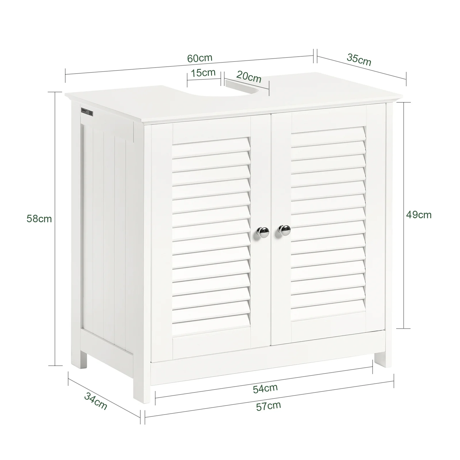 SoBuy FRG237-W Armario de Baño 2 puertas y 2 estantes Blanco - Image 3