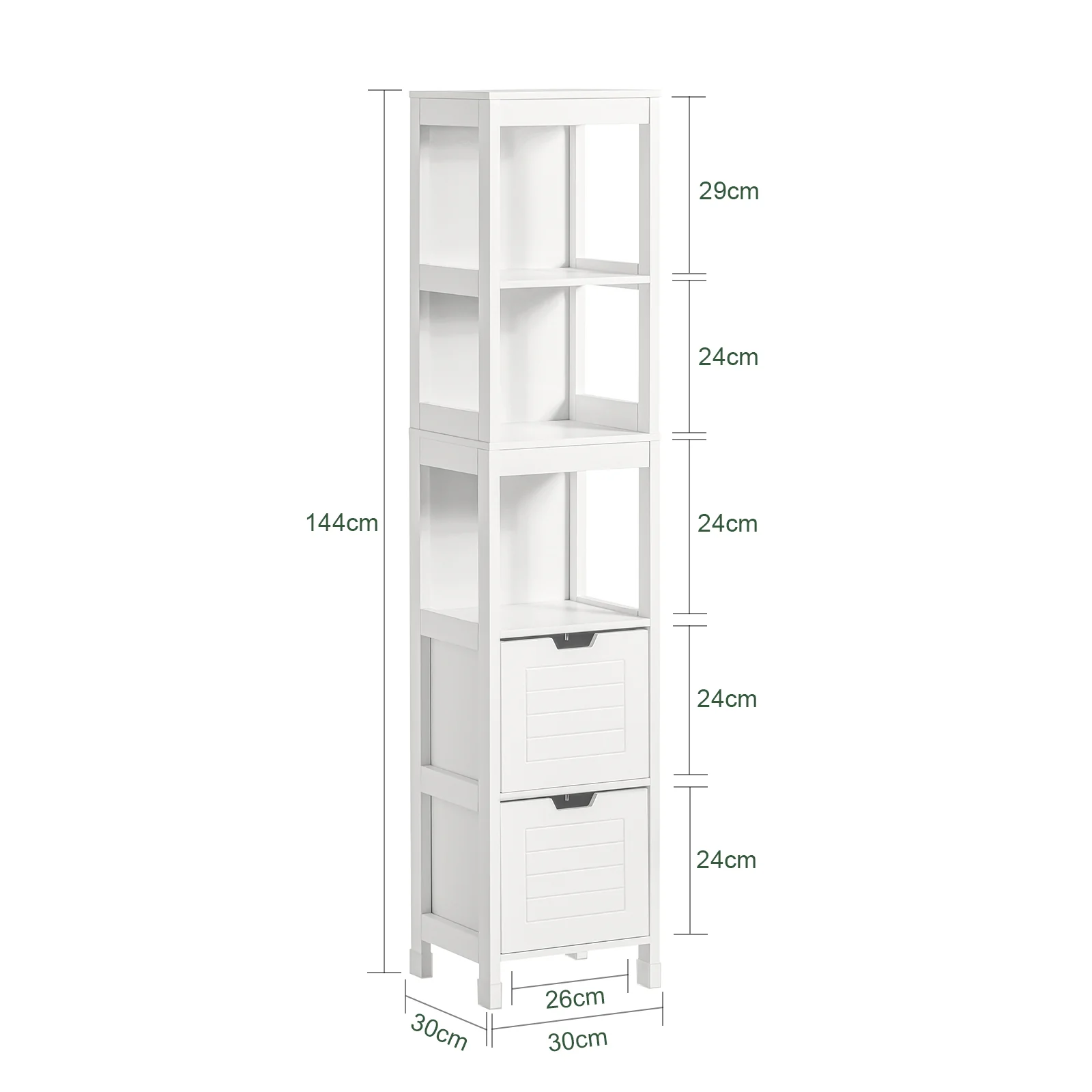 SoBuy FRG126-W Armario alto de Baño con 3 Estantes y 2 cajones Blanco - Image 3