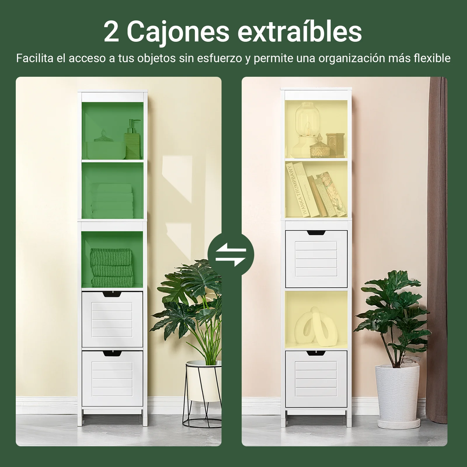 SoBuy FRG126-W Armario alto de Baño con 3 Estantes y 2 cajones Blanco - Image 4