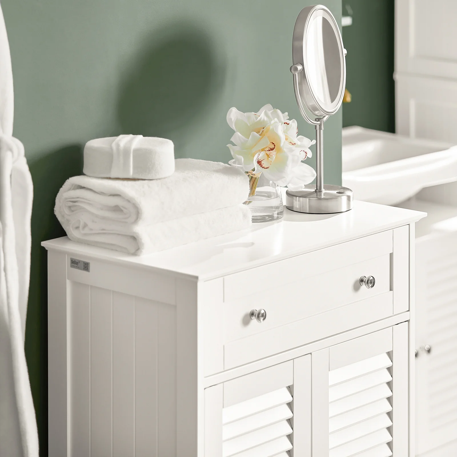 SoBuy FRG238-W Armario de Baño con 1 cajones y 2 Puertas Blanco - Image 7