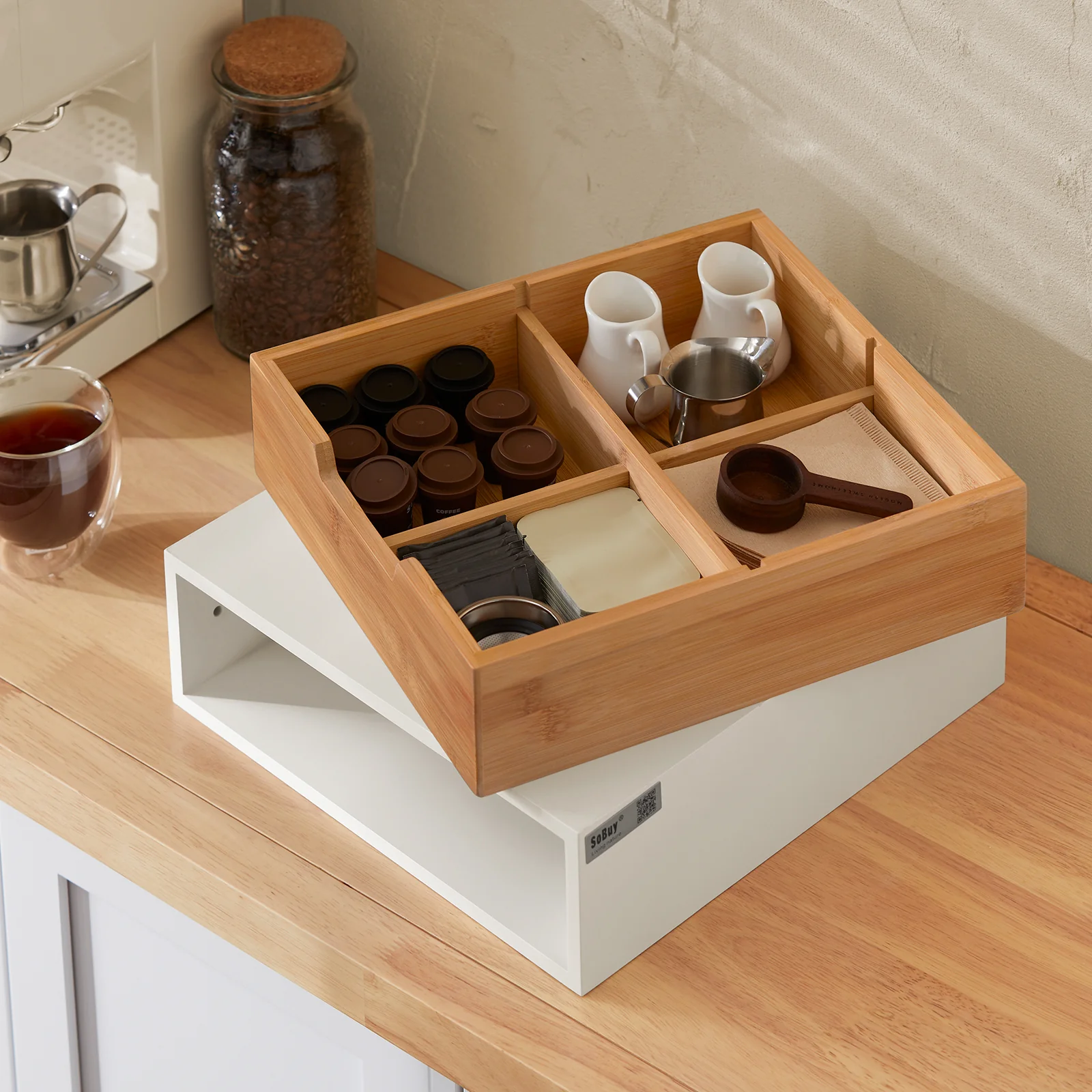 SoBuy FRG179-WN Soporte para cápsulas de café o Bolsas de Té con 1 cajón - Image 5
