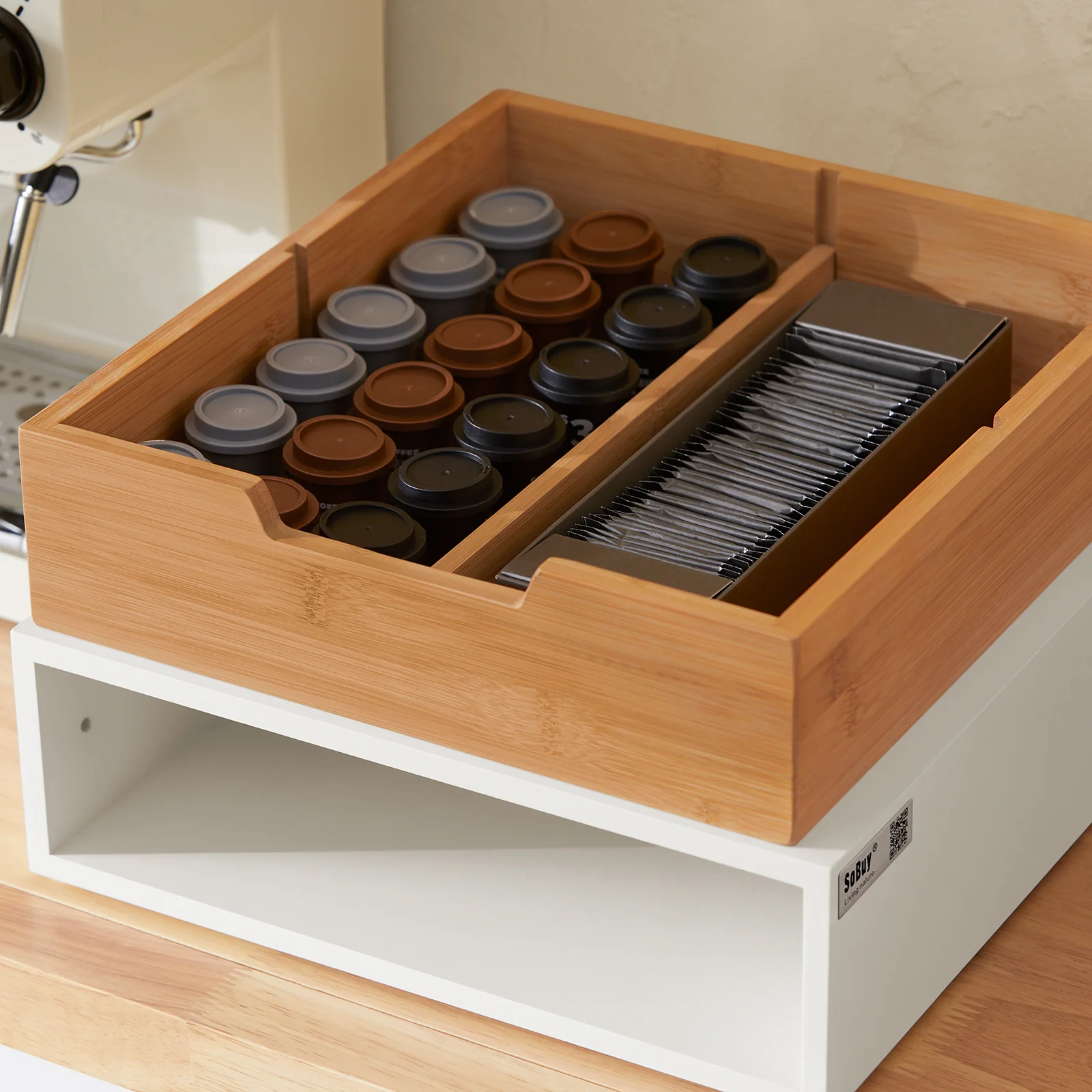 SoBuy FRG179-WN Soporte para cápsulas de café o Bolsas de Té con 1 cajón - Image 6