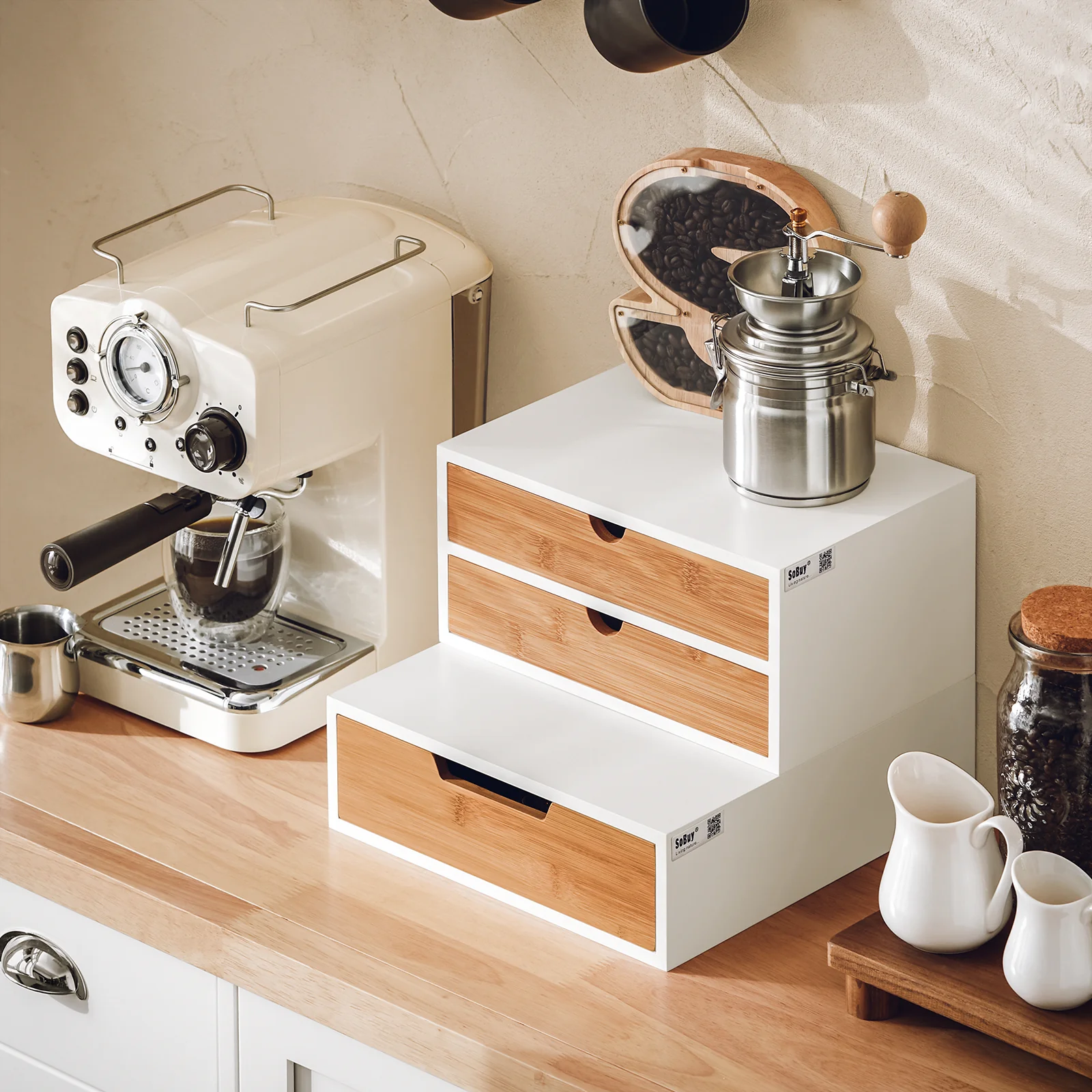 SoBuy FRG180-WN Soporte para Cápsulas de Café o Bolsas de té con 2 cajones - Image 4