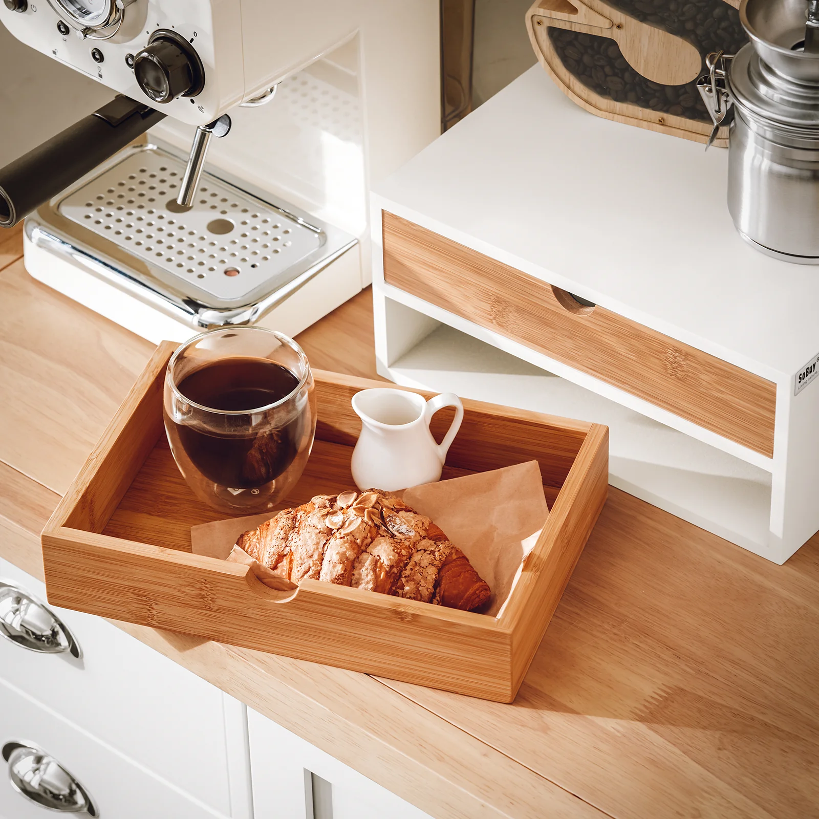SoBuy FRG180-WN Soporte para Cápsulas de Café o Bolsas de té con 2 cajones - Image 6
