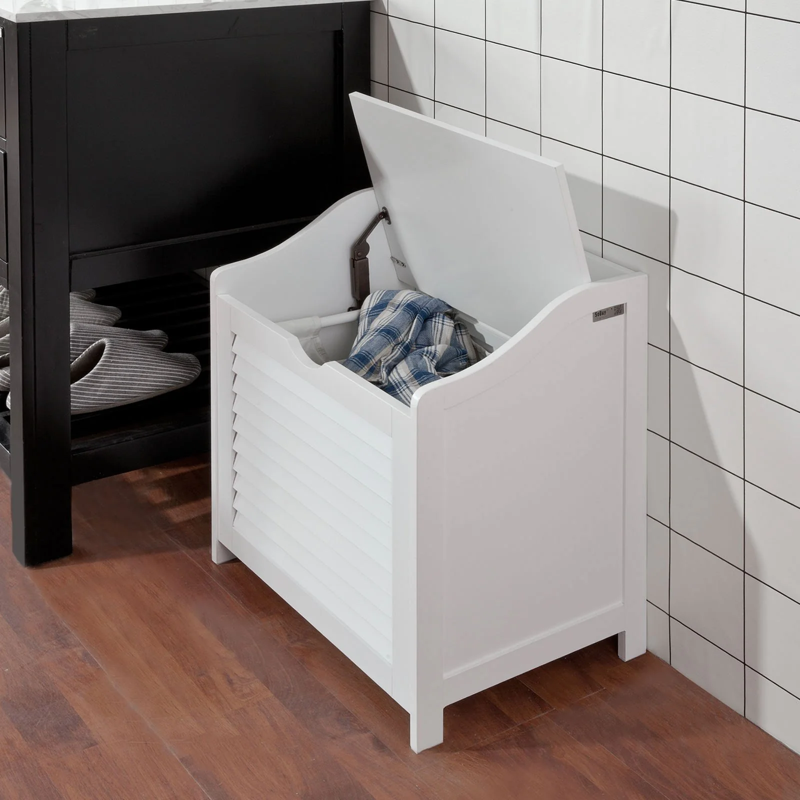 SoBuy FSR40-W Cesto para ropa sucia Blanco - Image 9