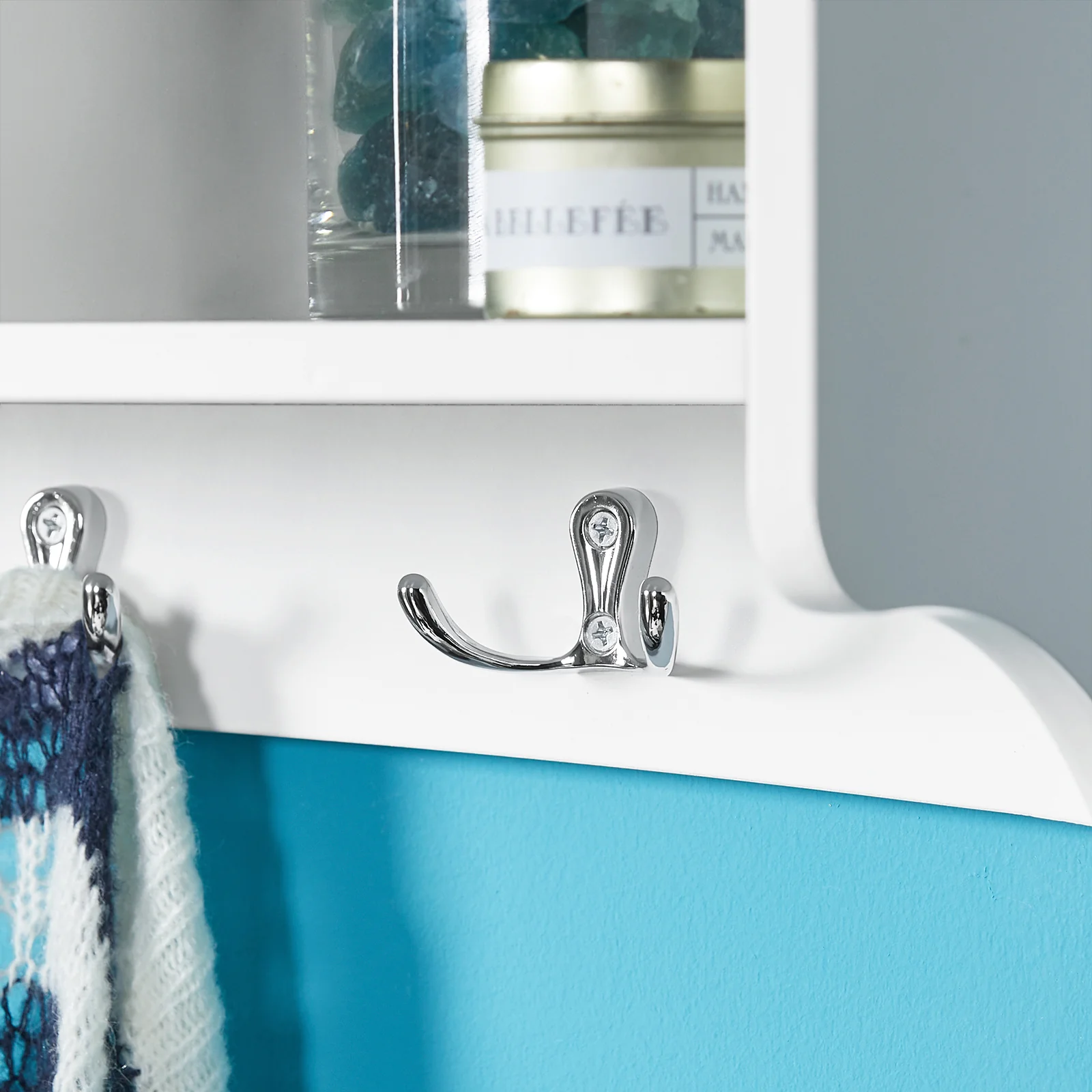 SoBuy FRG48-L-W Estante de pared con 4 compartimentos y 5 ganchos Dobles Blanco - Image 7