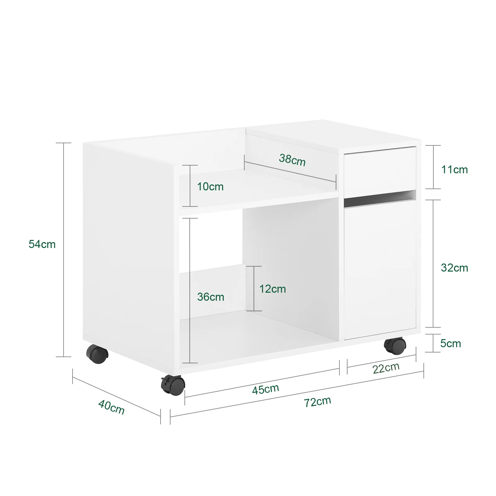 SoBuy ASK02-W Soporte para Impresora Armario de Oficina con 4 Ruedas - Image 3
