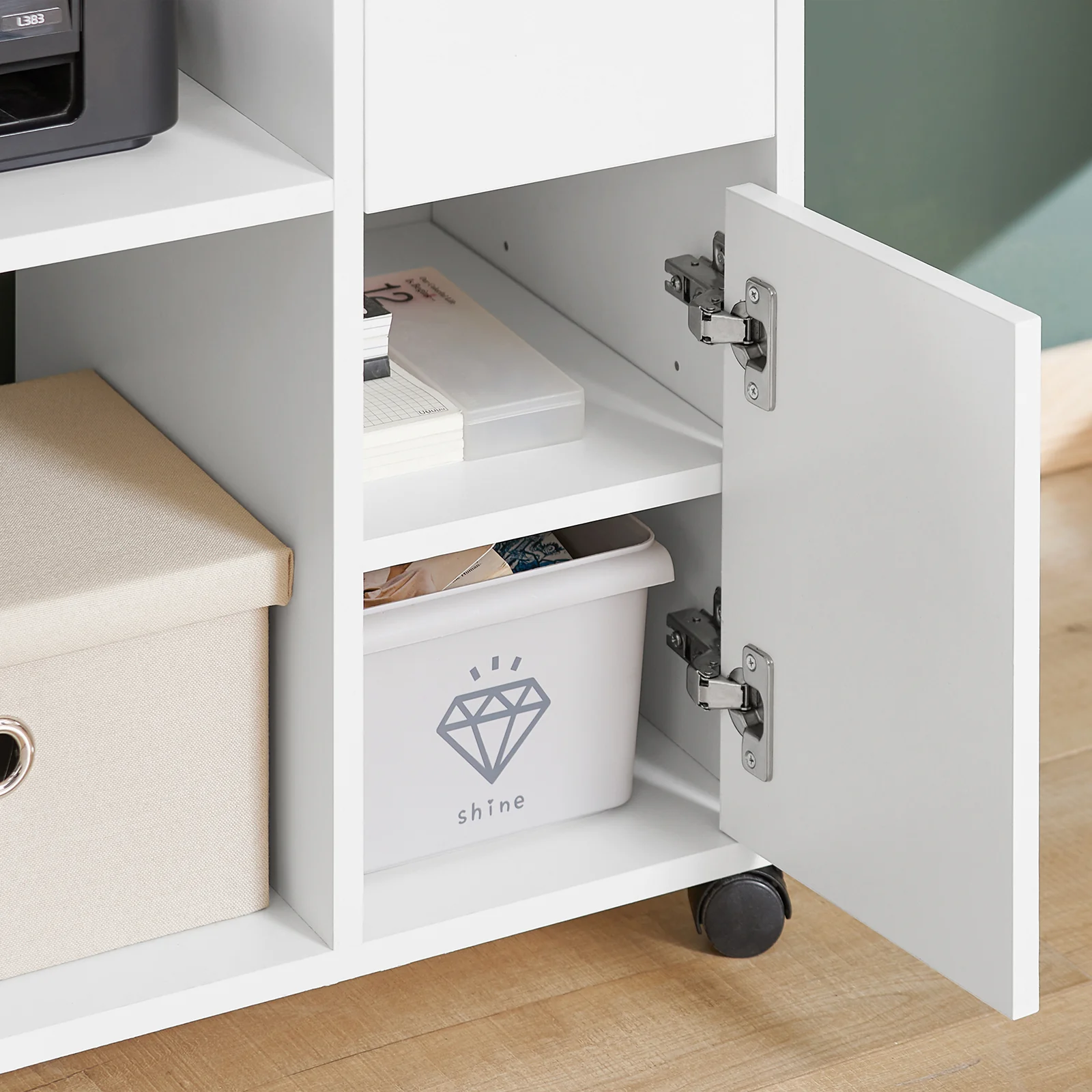 SoBuy ASK02-W Soporte para Impresora Armario de Oficina con 4 Ruedas - Image 8