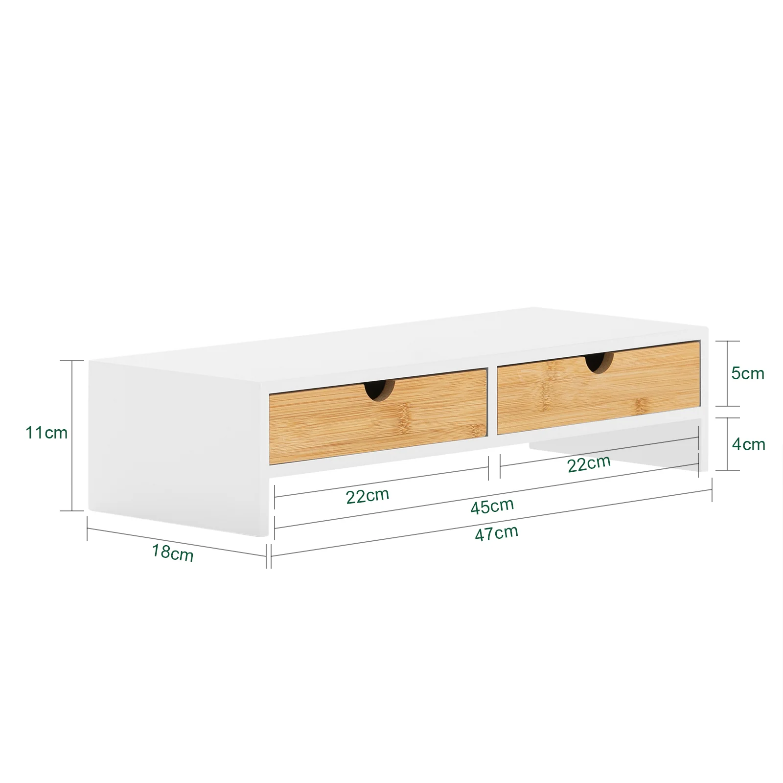 SoBuy BBF02-WN Soporte para monitor con 2 cajónes Blanco y Natural - Image 3