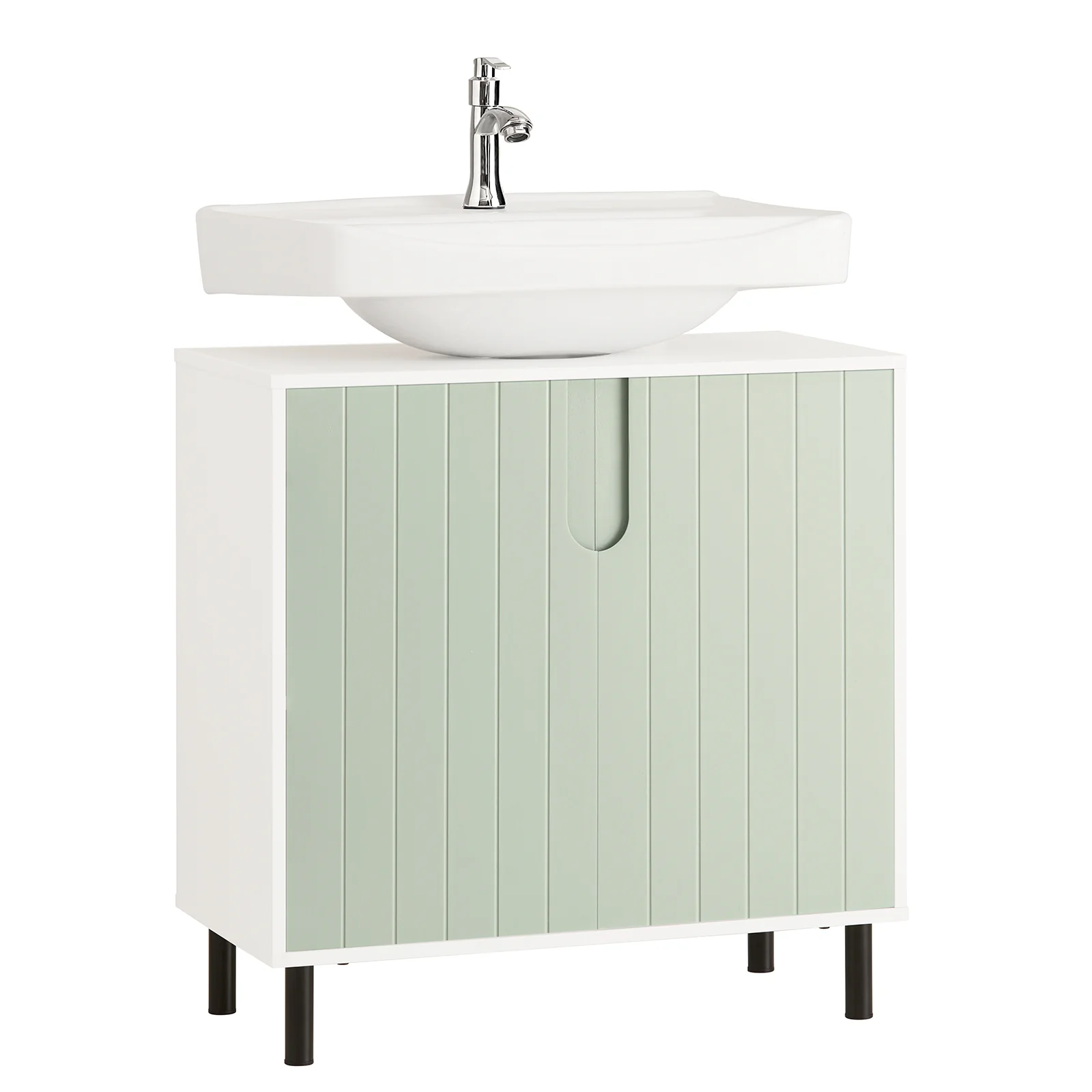 SoBuy BZR139-GR Mueble para Debajo del Lavabo Fregadero Verde y Blanco