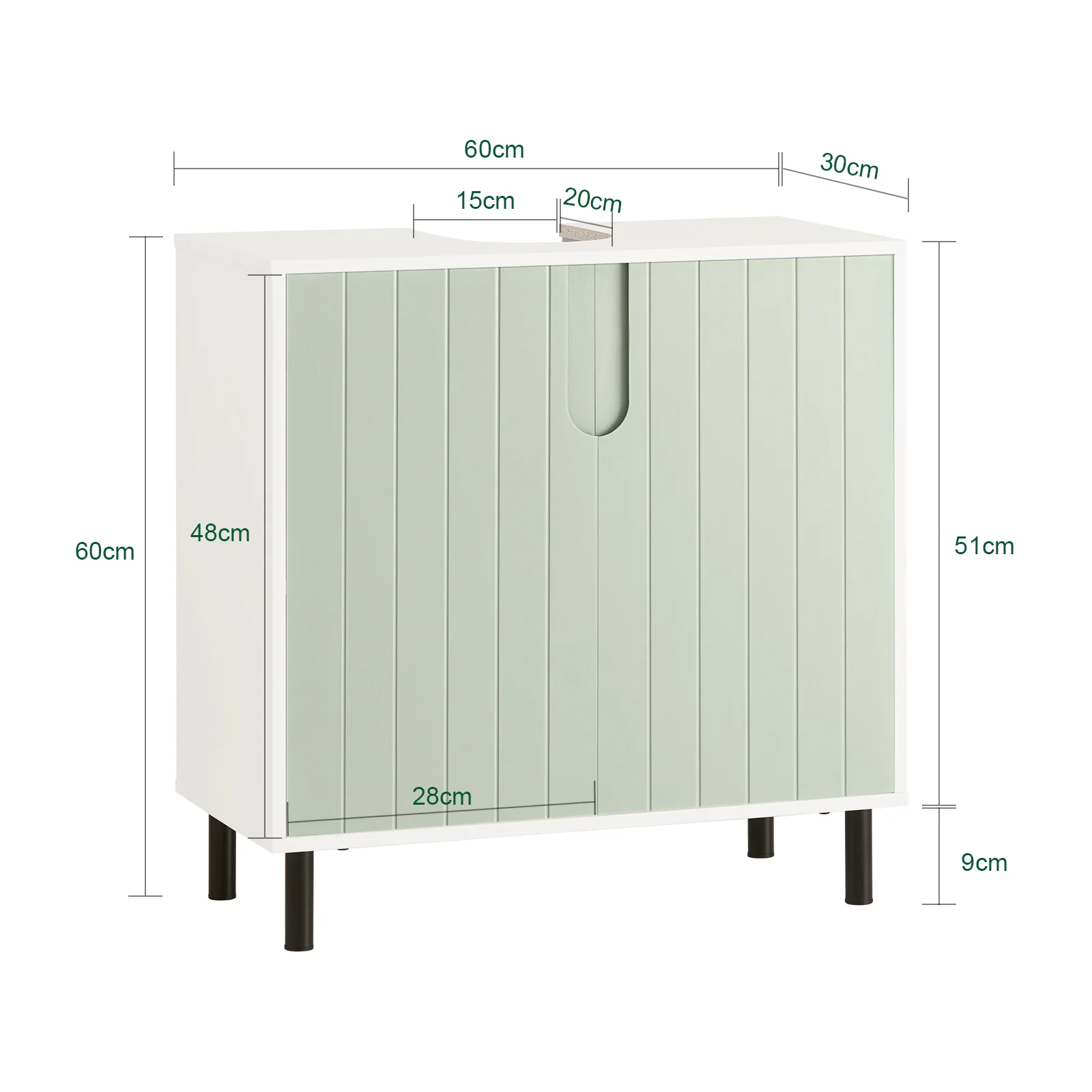 SoBuy BZR139-GR Mueble para Debajo del Lavabo Fregadero Verde y Blanco - Image 3