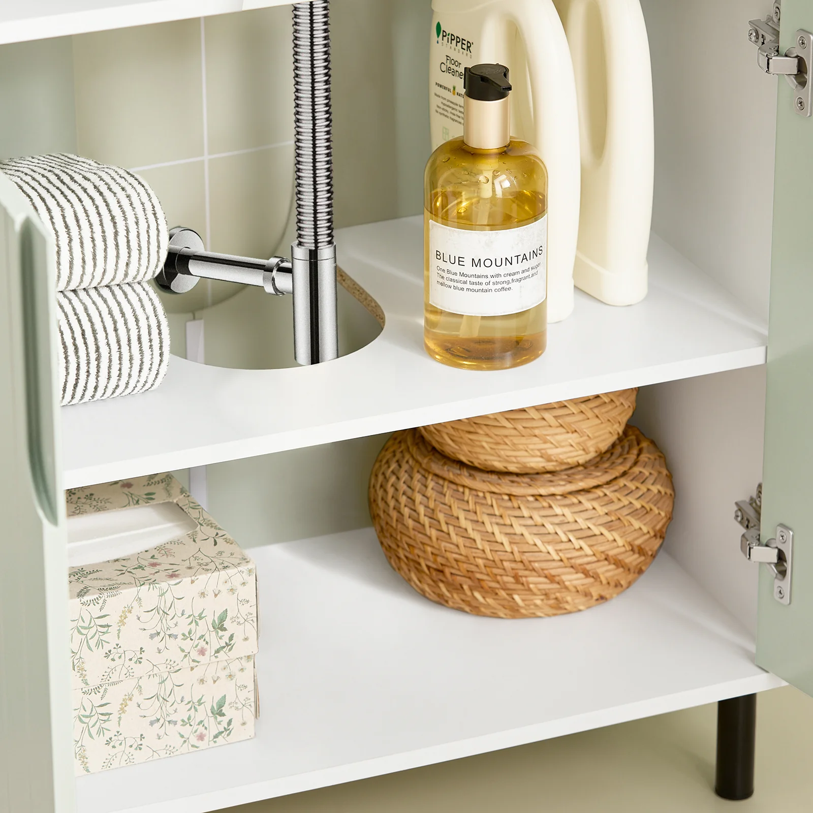 SoBuy BZR139-GR Mueble para Debajo del Lavabo Fregadero Verde y Blanco - Image 8