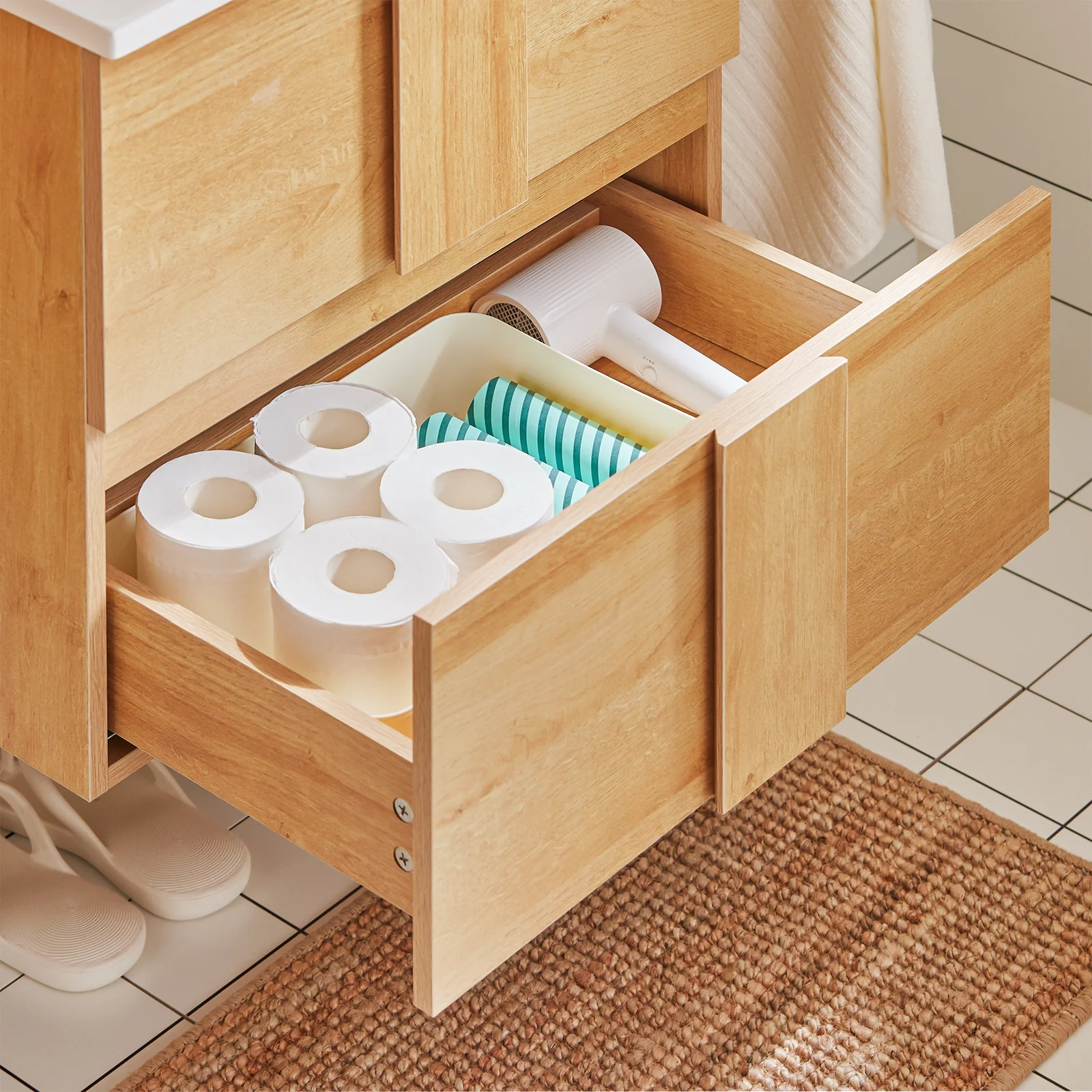 SoBuy BZR172-N Armario Colgante para Baño con 2 Cajones y 1 Lavabo 61 x 46 x 54 cm - Image 8
