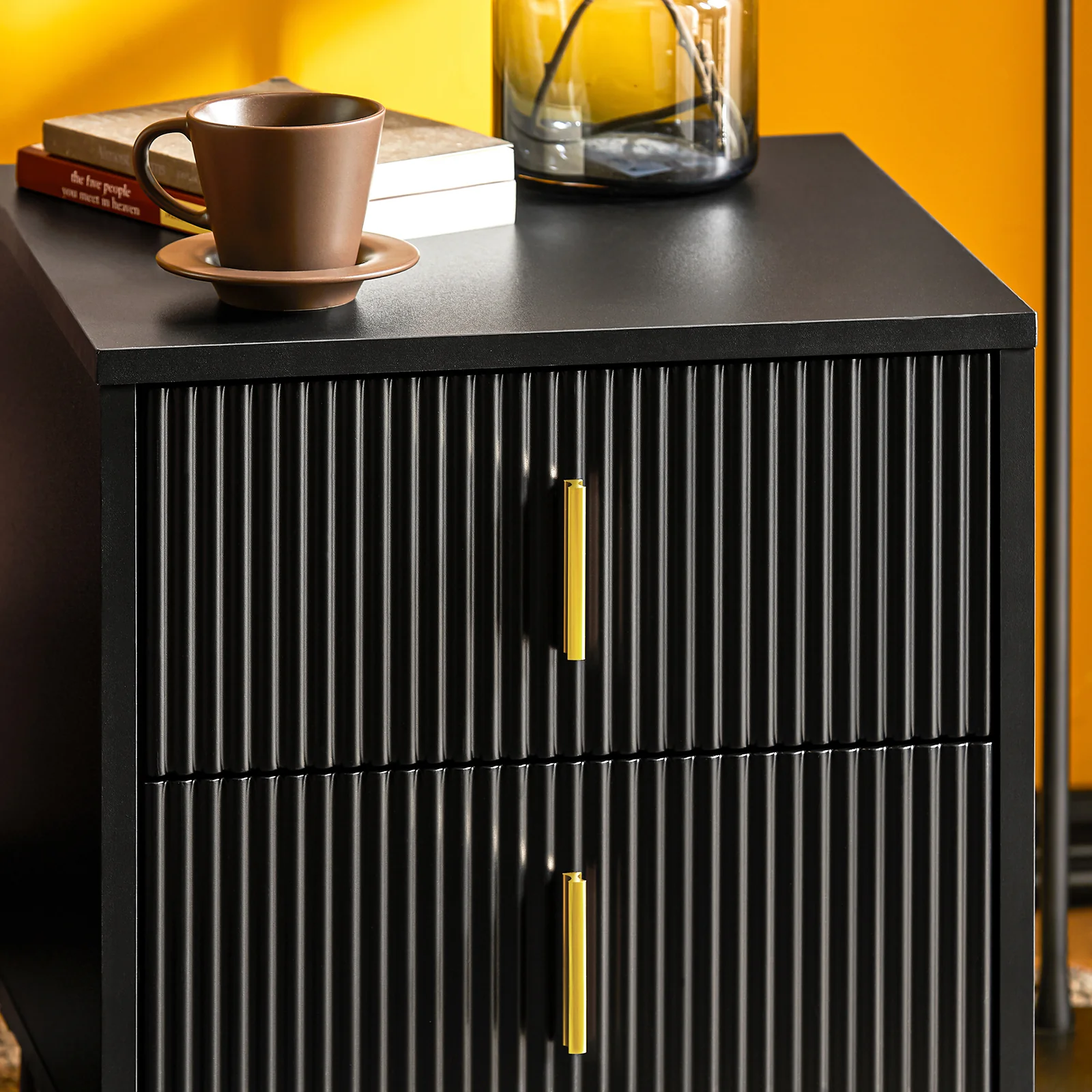 SoBuy FBT115-SCH Mesita de Noche con 2 Cajones Negro 40x40x47cm - Image 8