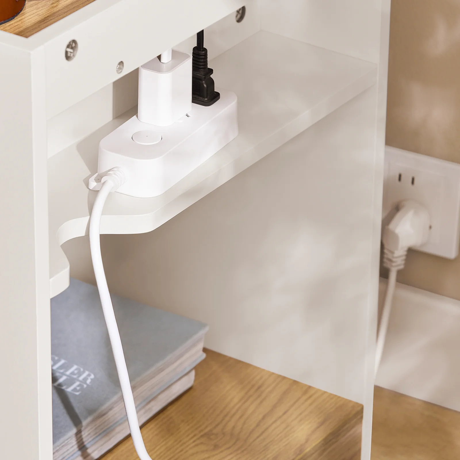 SoBuy FBT128-WN Mesita de Noche Mesa Auxiliar con 1 cajón Blanco y Madera - Image 5