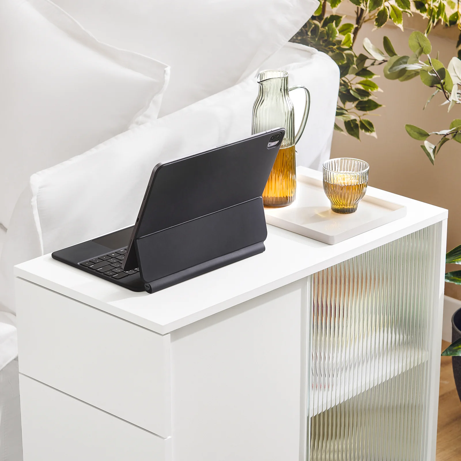 SoBuy FBT141-W Mesa Auxiliar Mesa de Centro con 2 Puertas y 3 Cajones Blanco - Image 6
