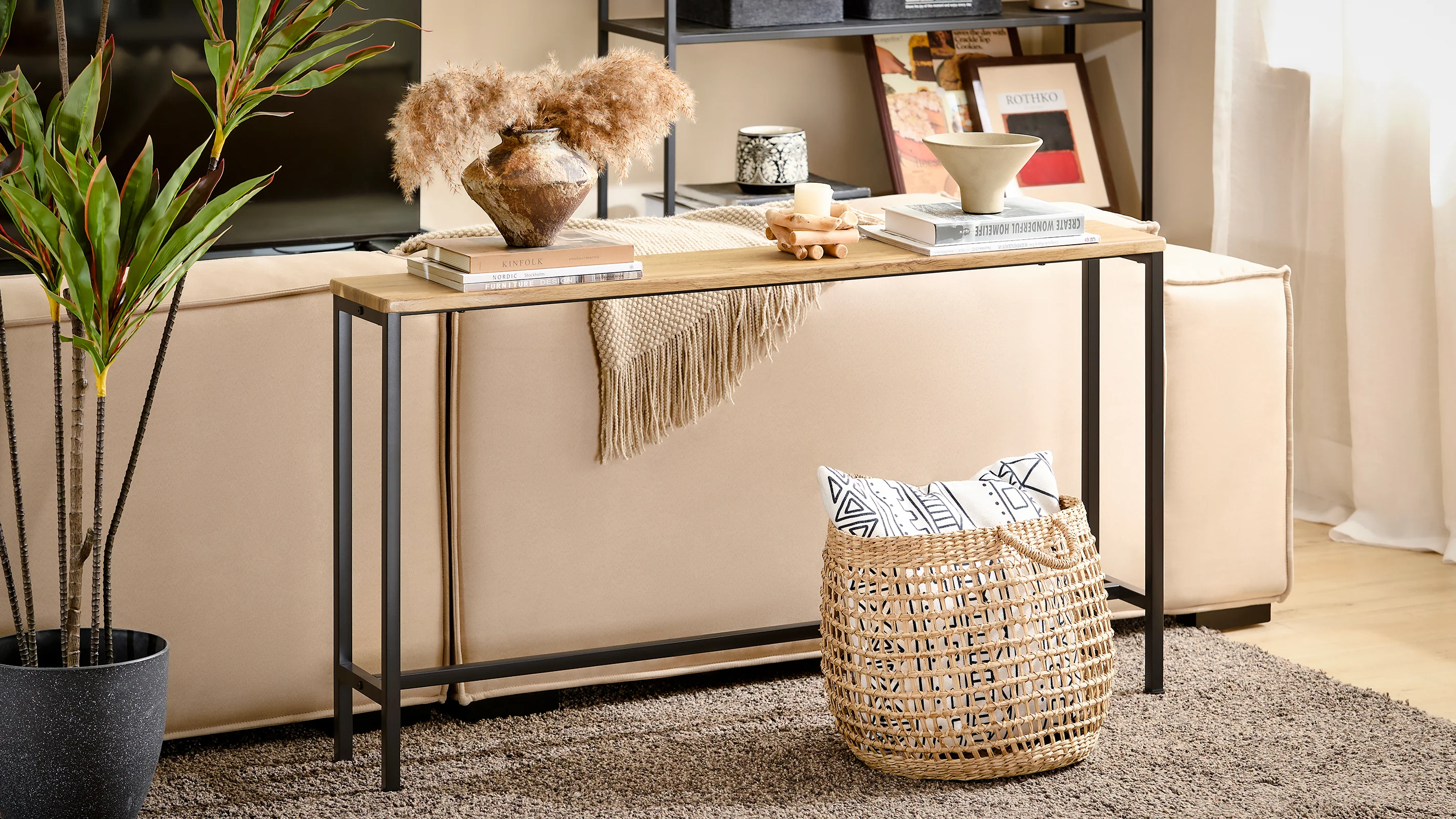 SoBuy FSB19-E Mesa de Entrada Recibidor 120 x 20 x 65 cm Madera Natural - Image 4