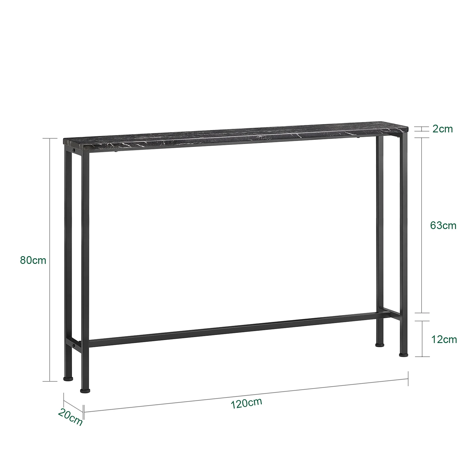 SoBuy FSB19-XL-SCH Mesa de Consola de Mármol Negro 120 x 20 x 80 cm - Image 3