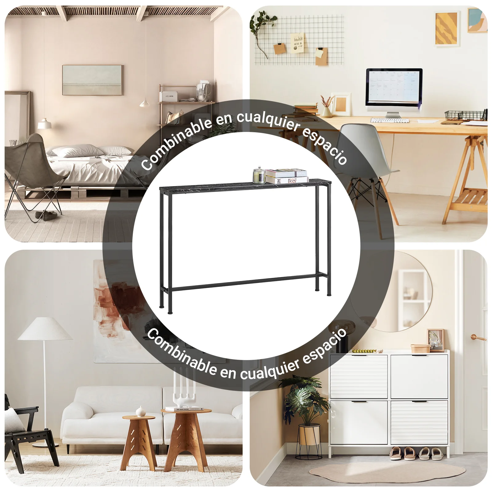 SoBuy FSB19-XL-SCH Mesa de Consola de Mármol Negro 120 x 20 x 80 cm - Image 8
