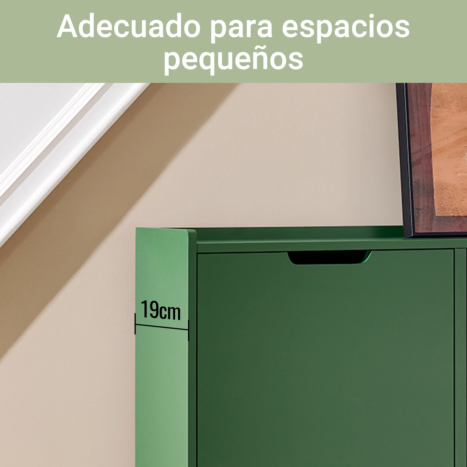 SoBuy FSR100-SY Zapatero Estrecho con 4 Solapas Verde Oscuro - Image 5