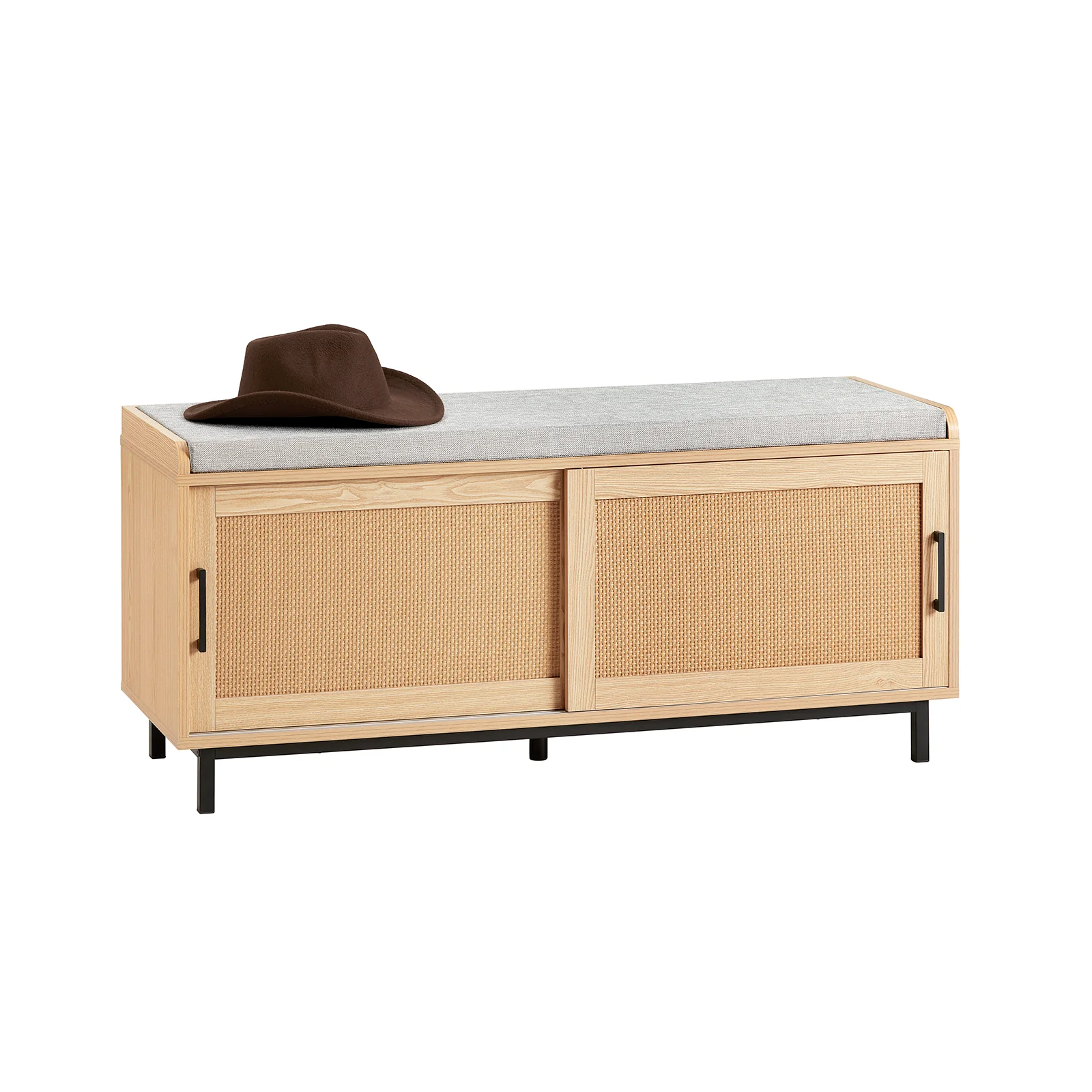 SoBuy FSR154-N Banco Zapatero con 2 Puertas 110 x 40 x 49 cm Natural