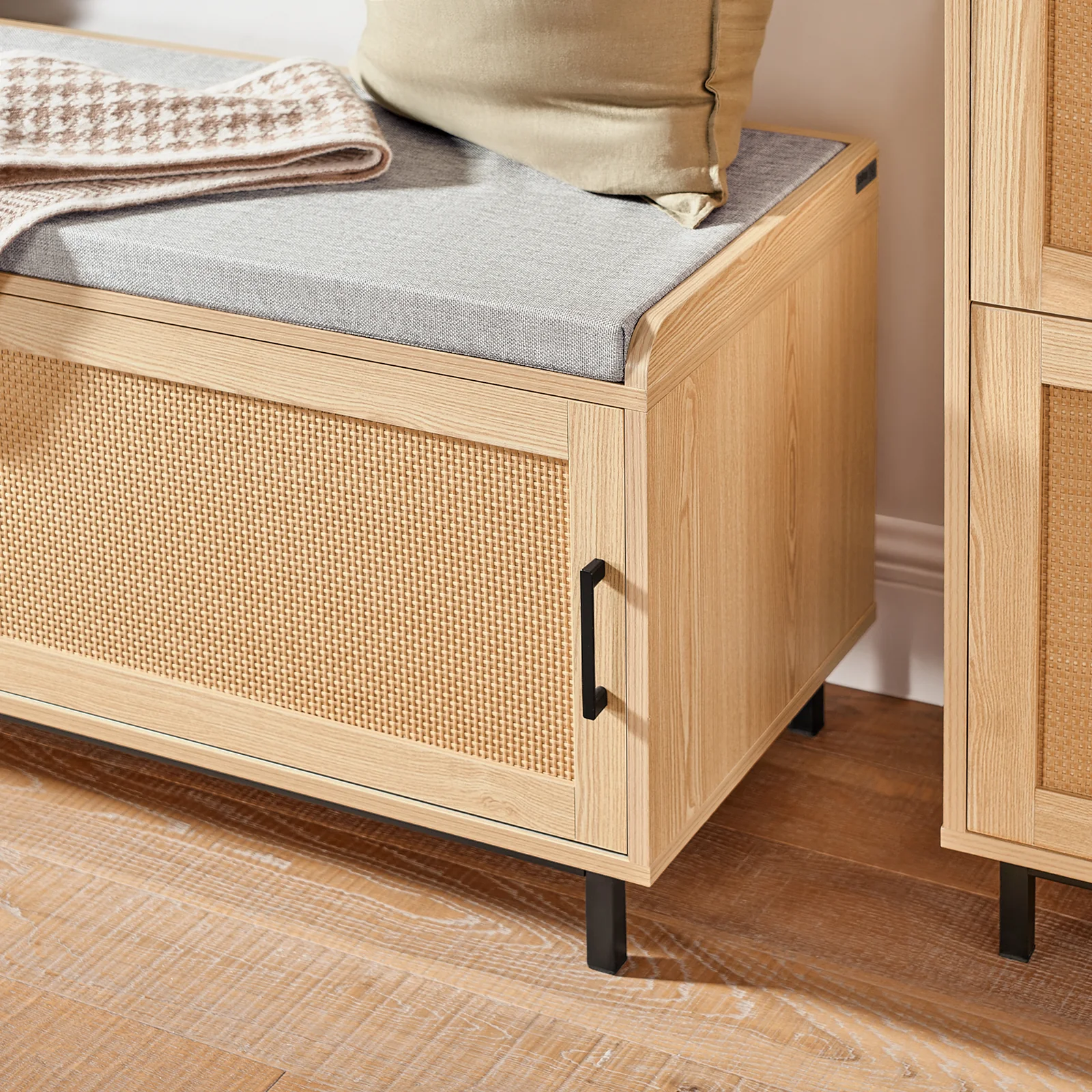 SoBuy FSR154-N Banco Zapatero con 2 Puertas 110 x 40 x 49 cm Natural - Image 9